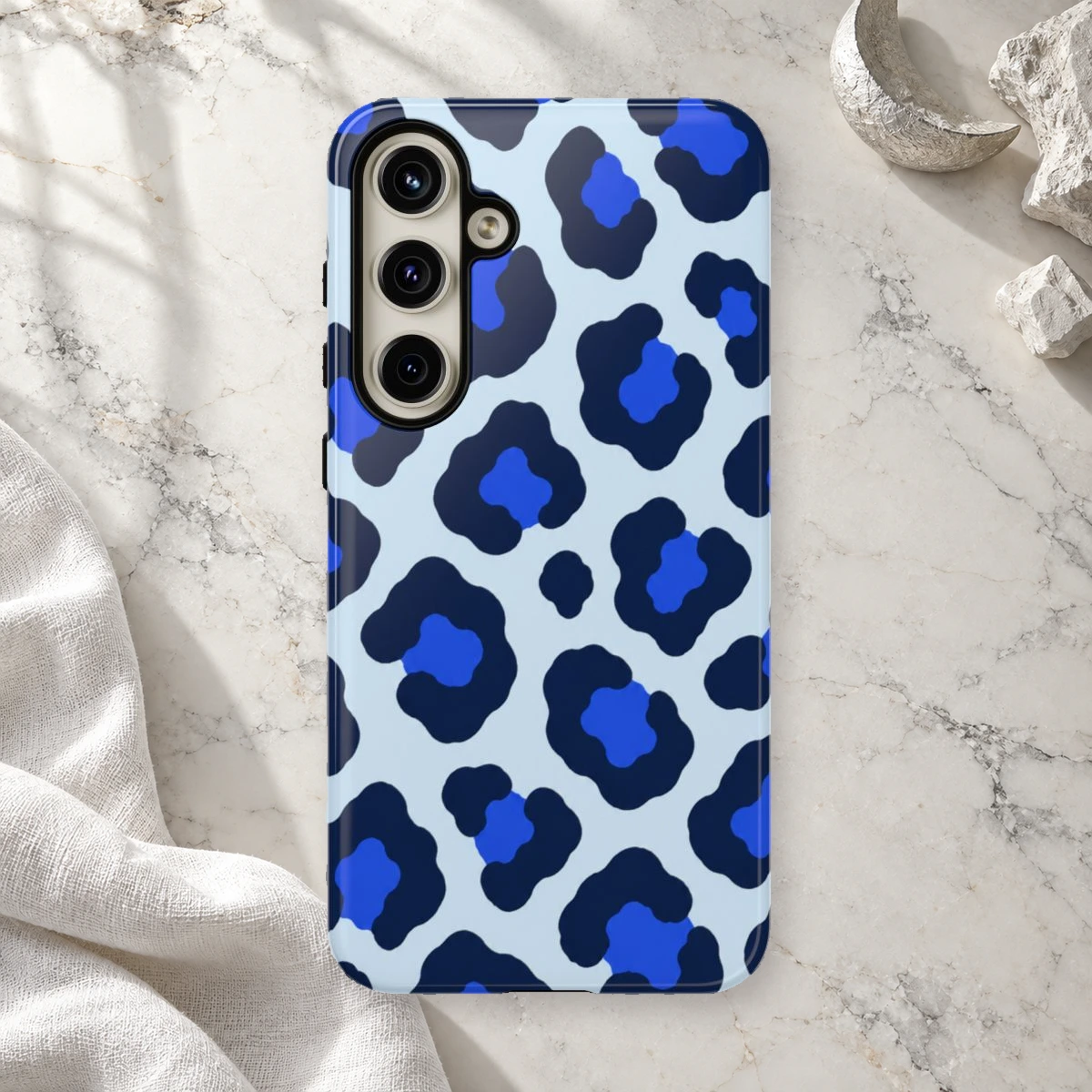 Blue Leopard phone case print