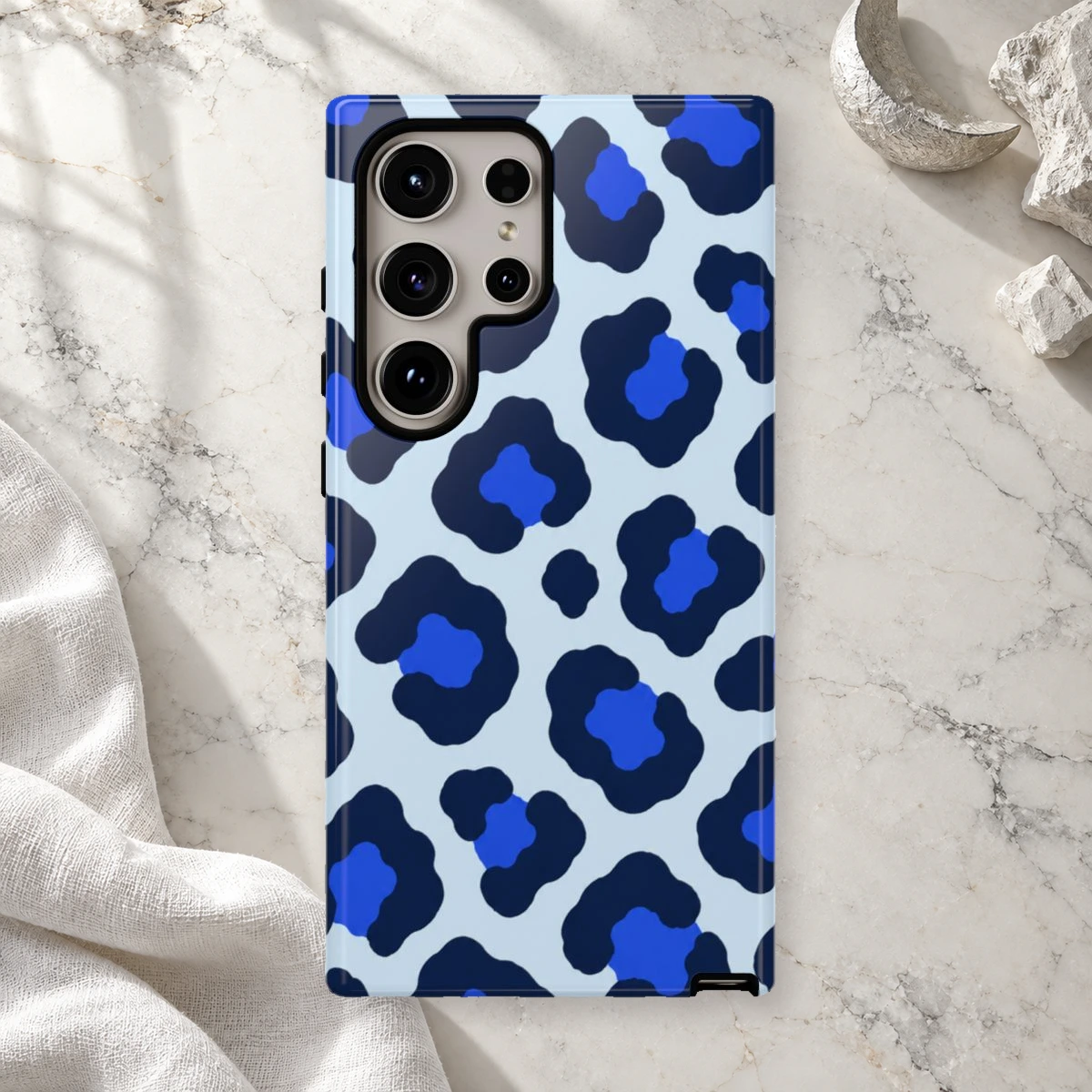 Blue Leopard phone case print