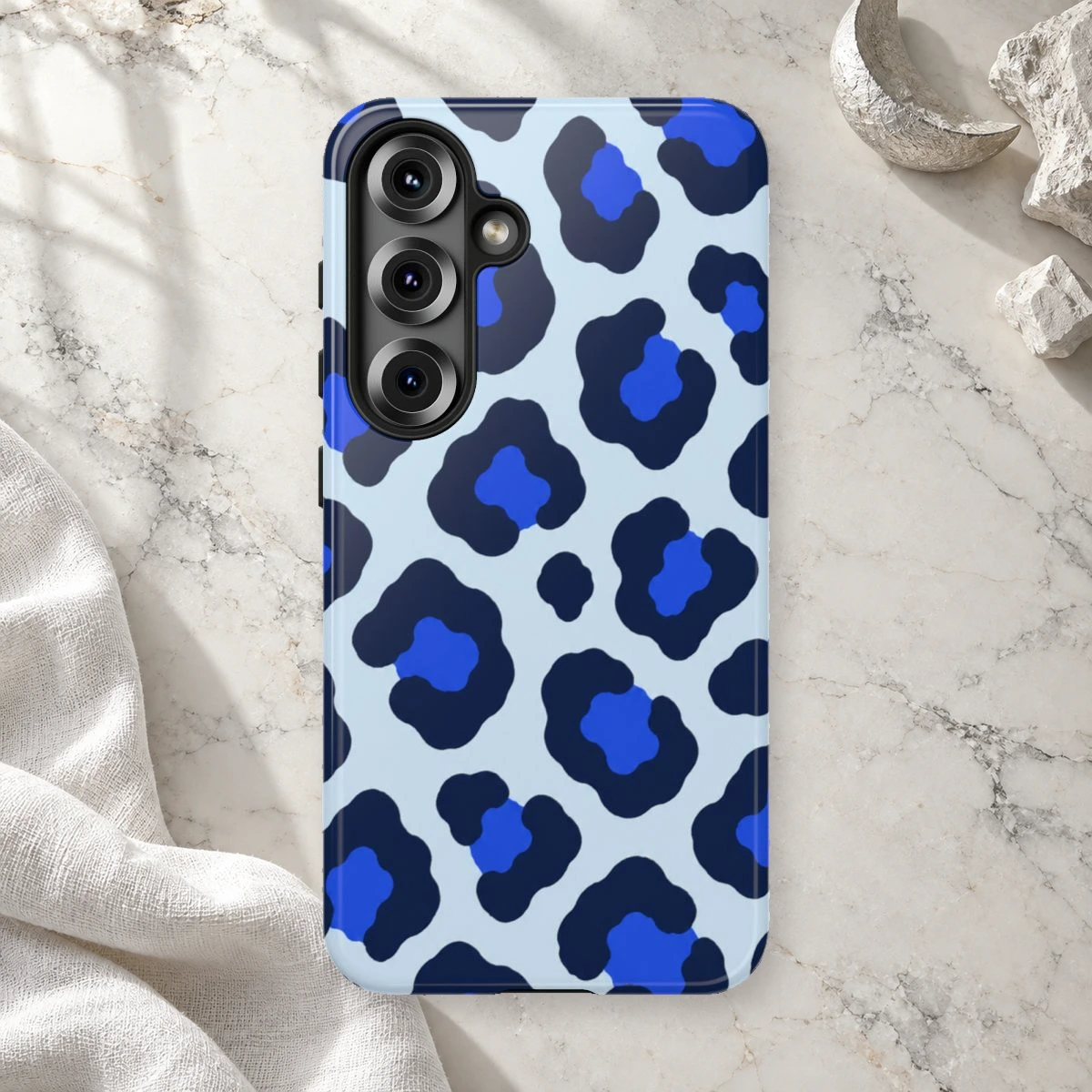 Blue Leopard phone case print