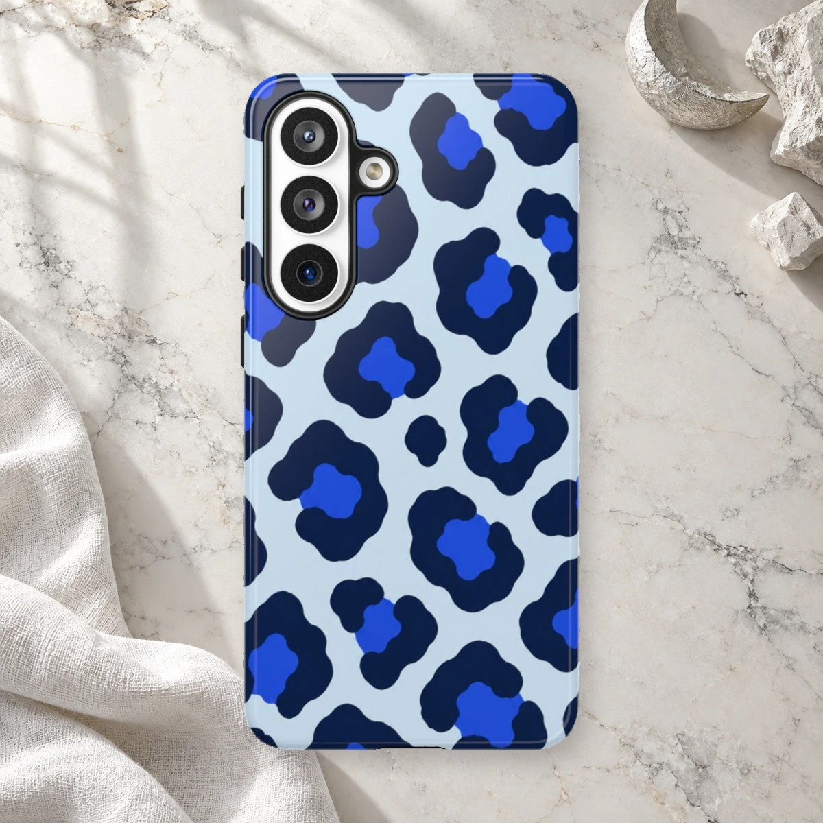 Blue Leopard phone case print