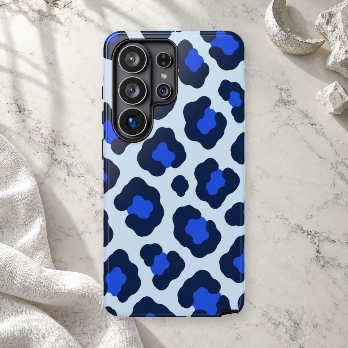 Blue Leopard phone case print