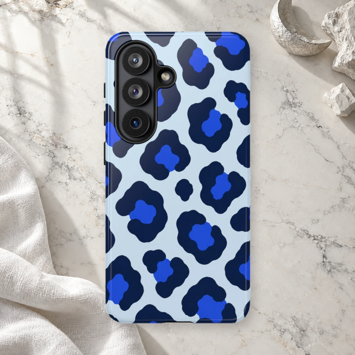 Blue Leopard phone case print