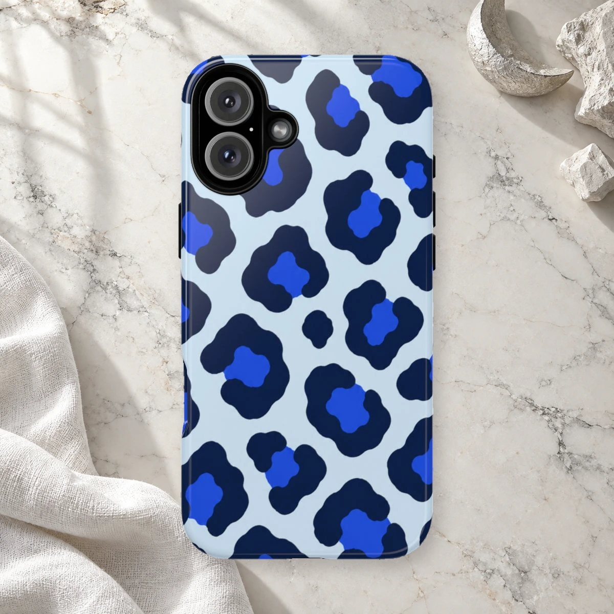 Blue Leopard phone case print