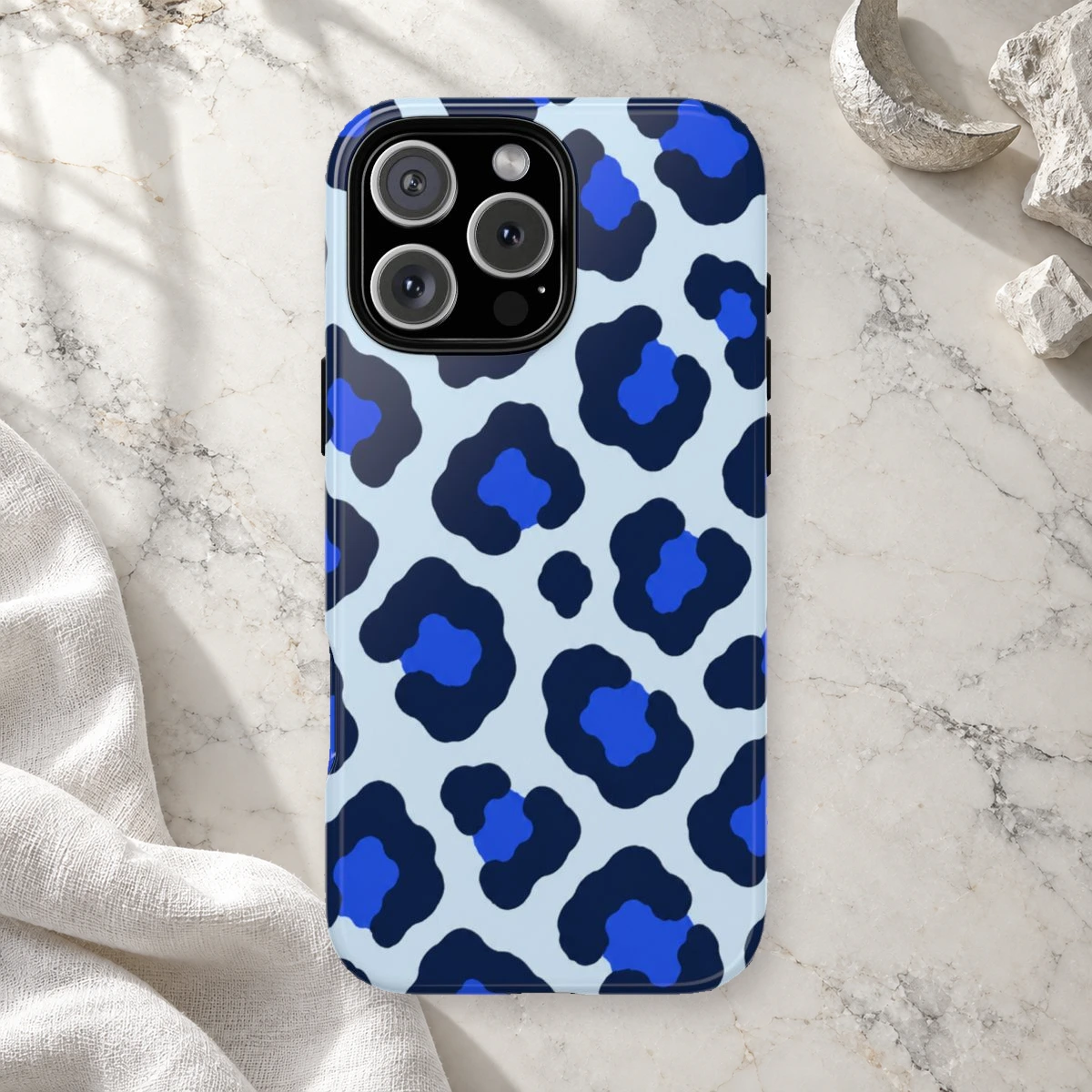 Blue Leopard phone case print