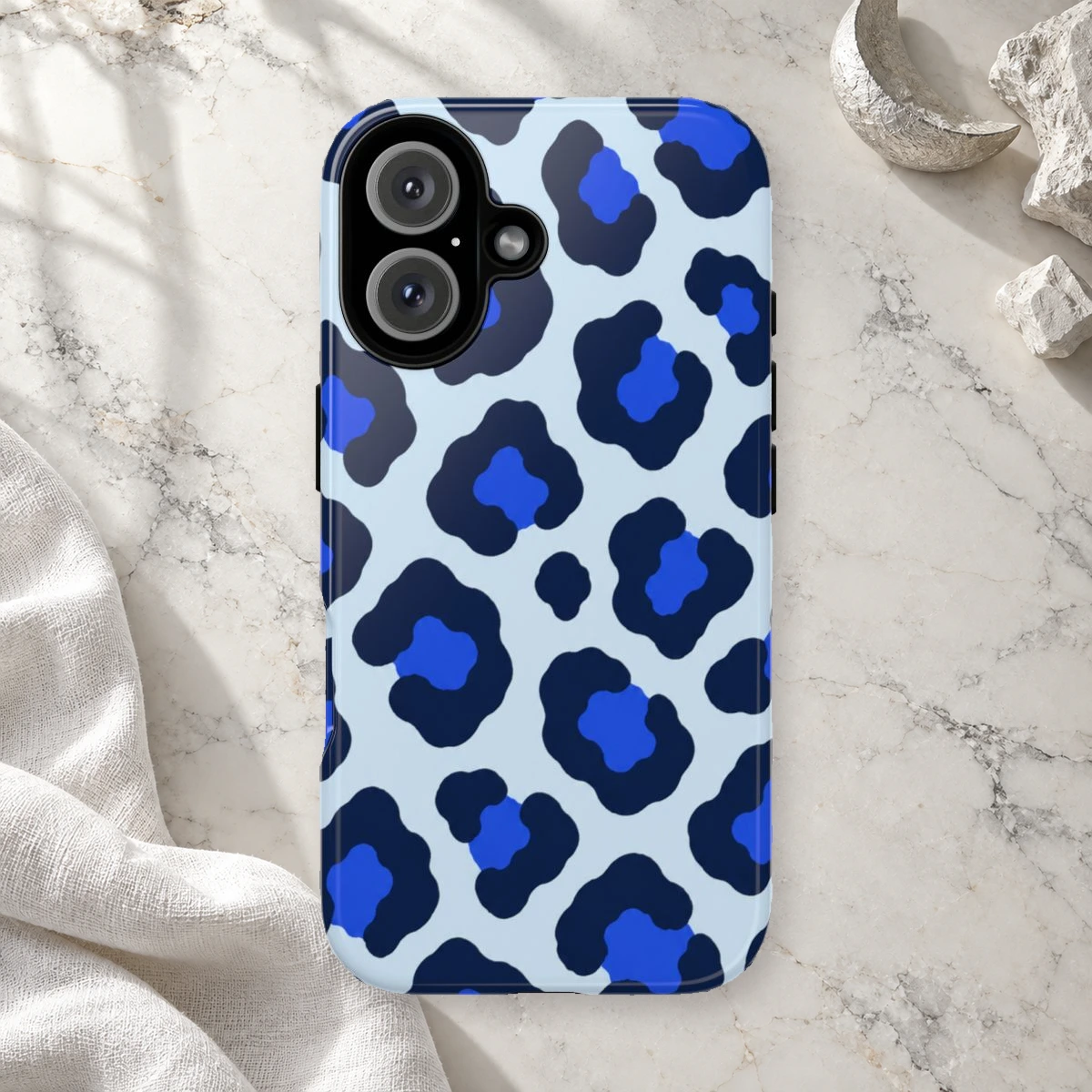 Blue Leopard phone case print