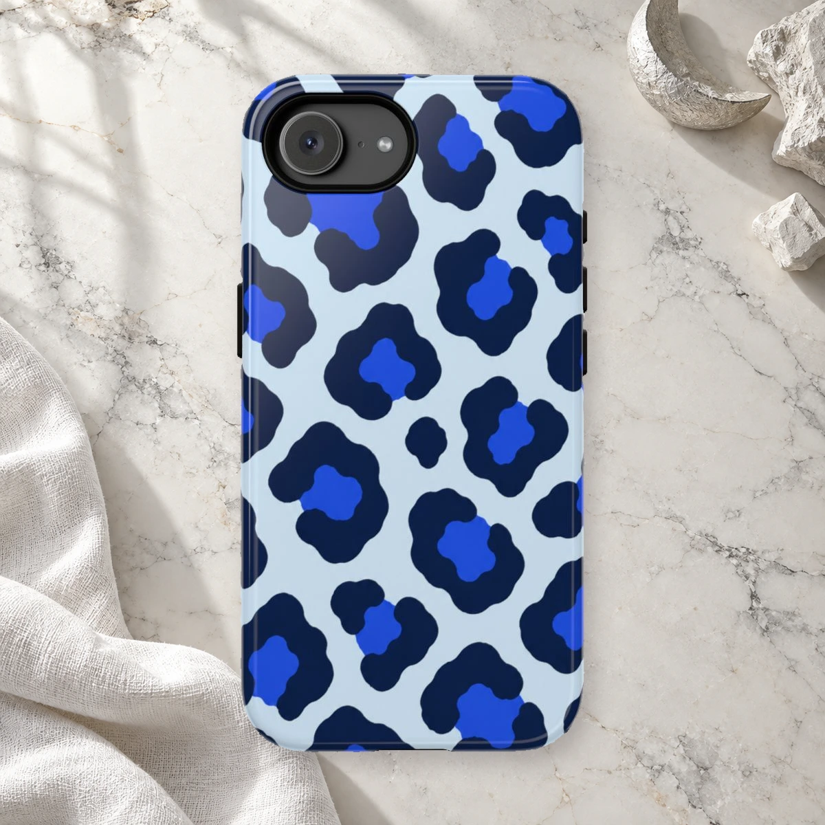 Blue Leopard phone case print