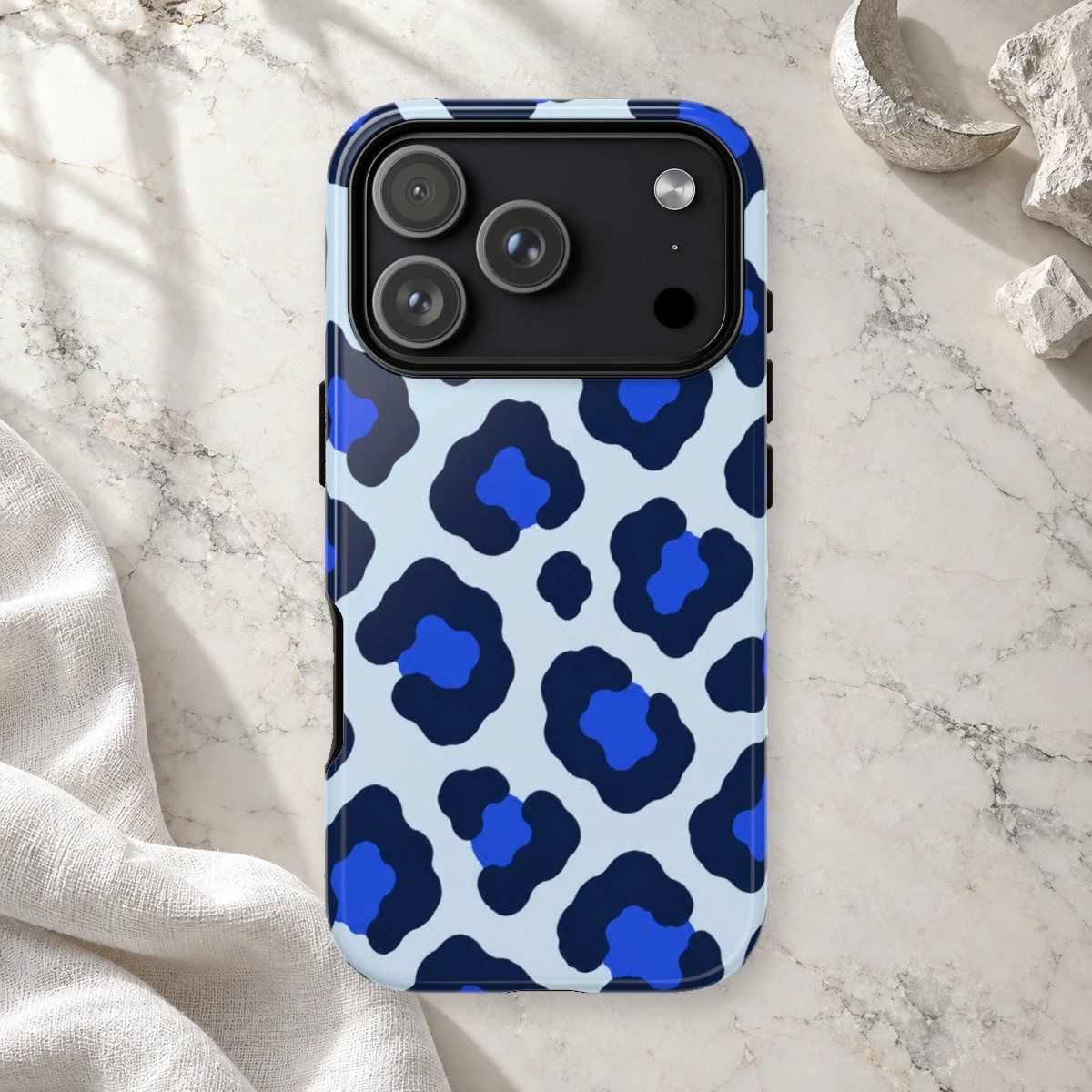 Blue Leopard phone case print