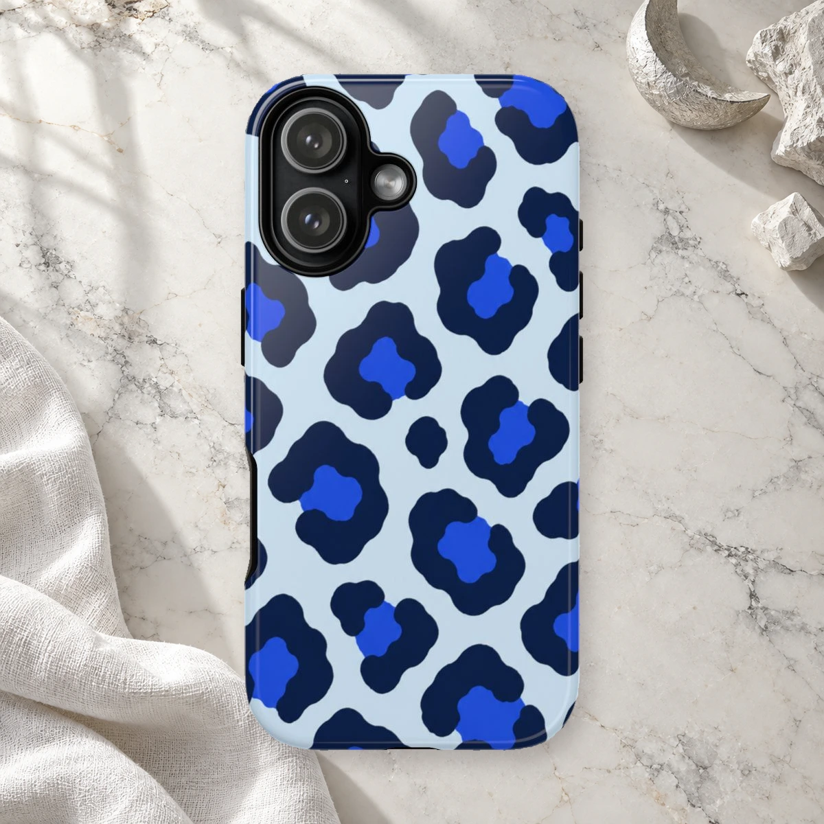 Blue Leopard phone case print