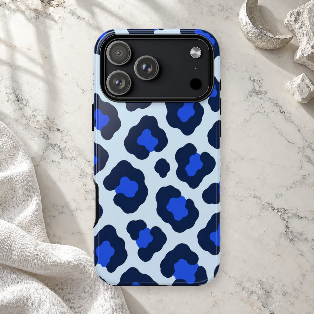 Blue Leopard phone case print