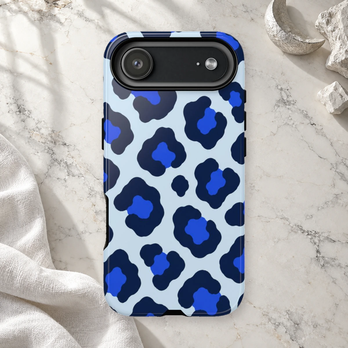 Blue Leopard phone case print