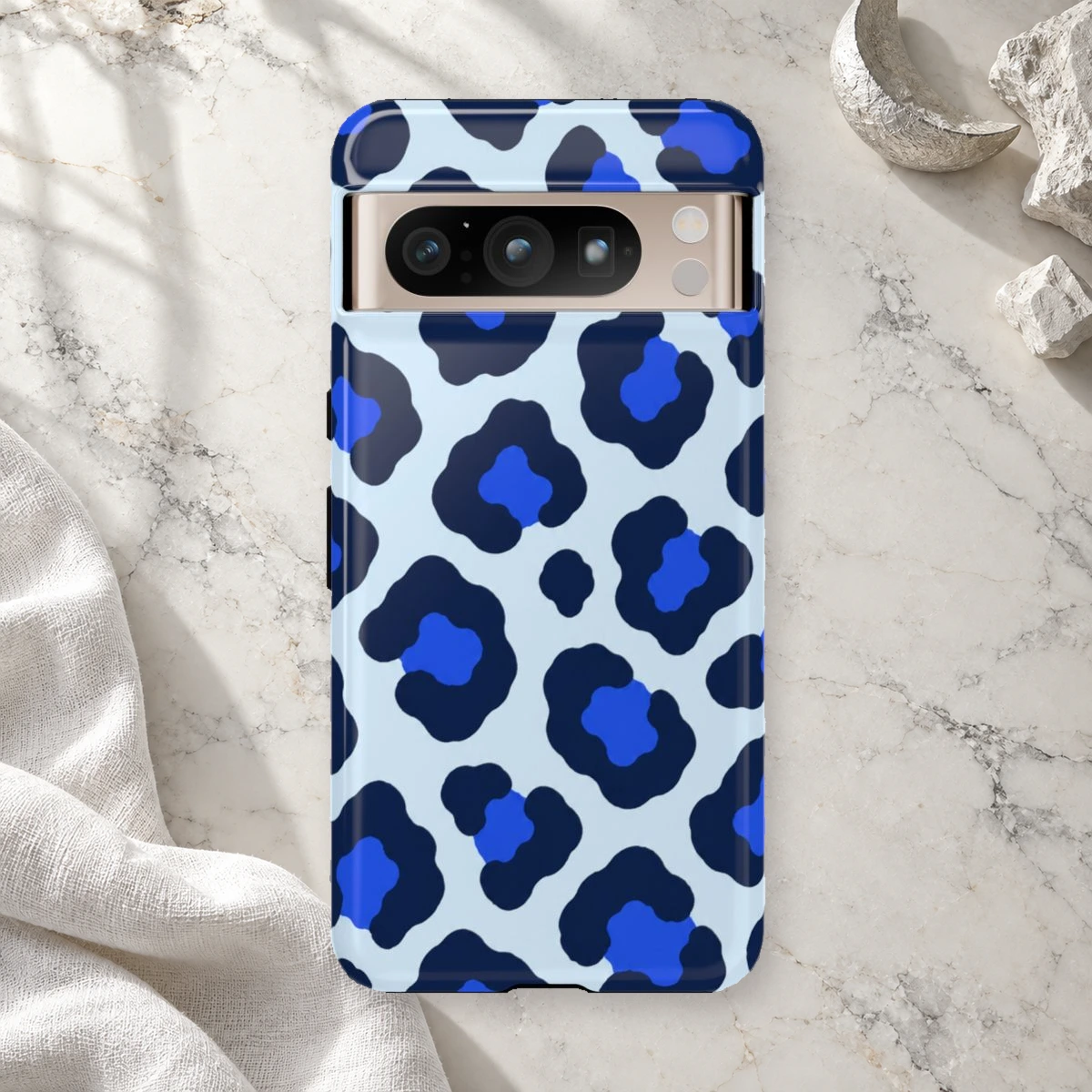 Blue Leopard phone case print
