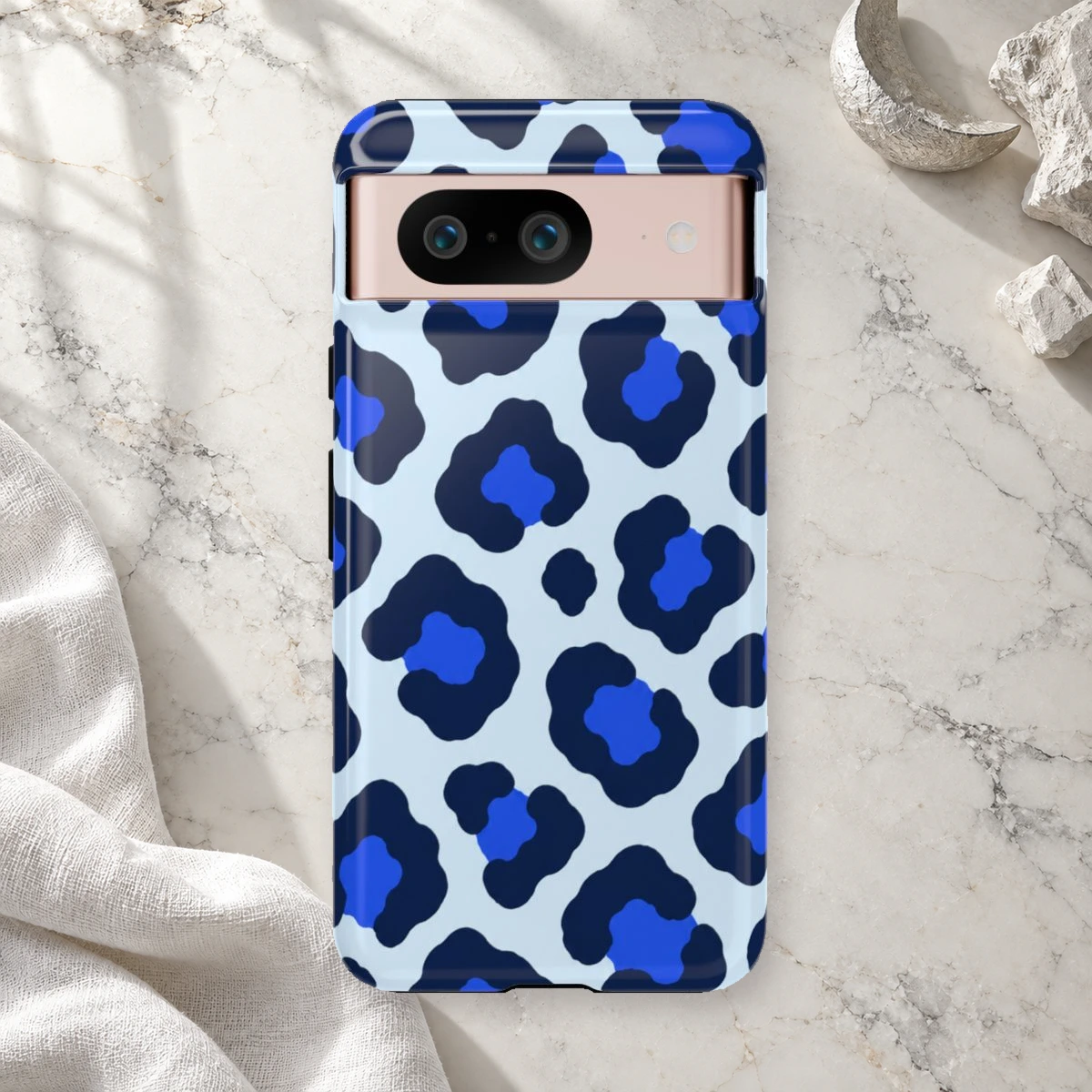 Blue Leopard phone case print