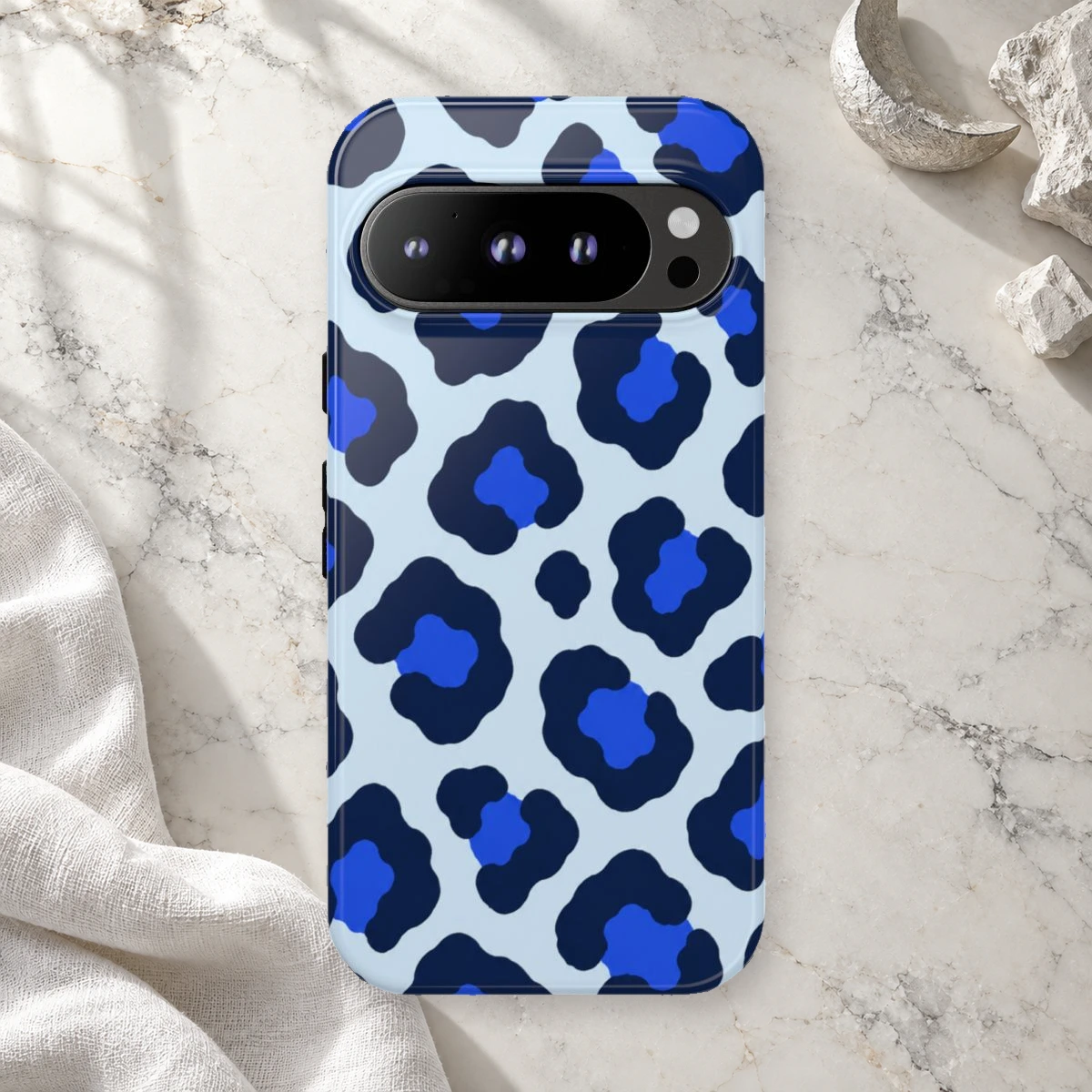Blue Leopard phone case print