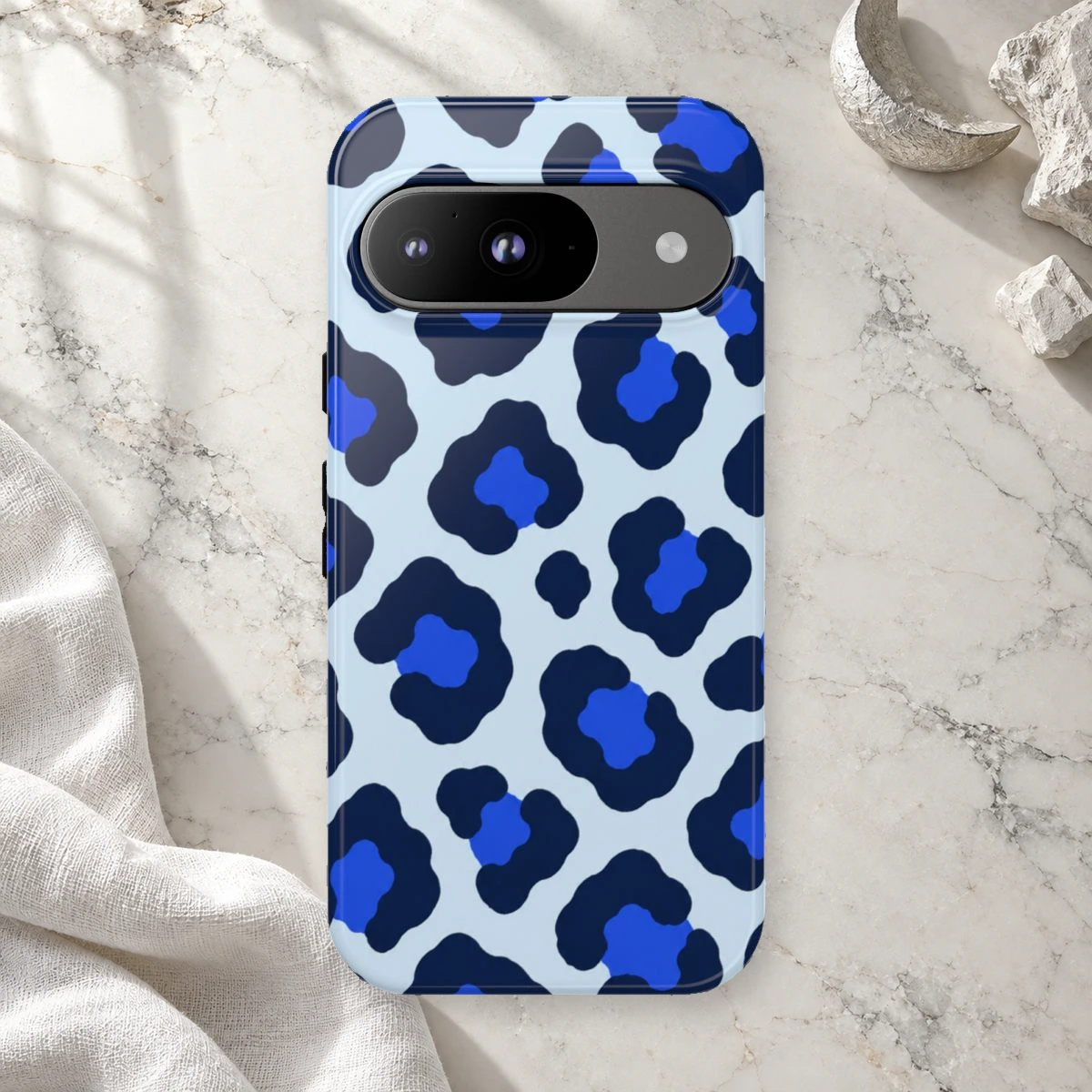 Blue Leopard phone case print