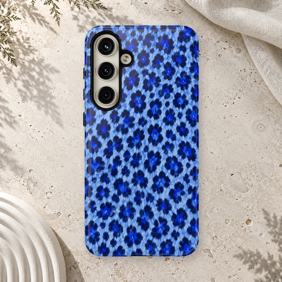 Blue Leopard phone case print