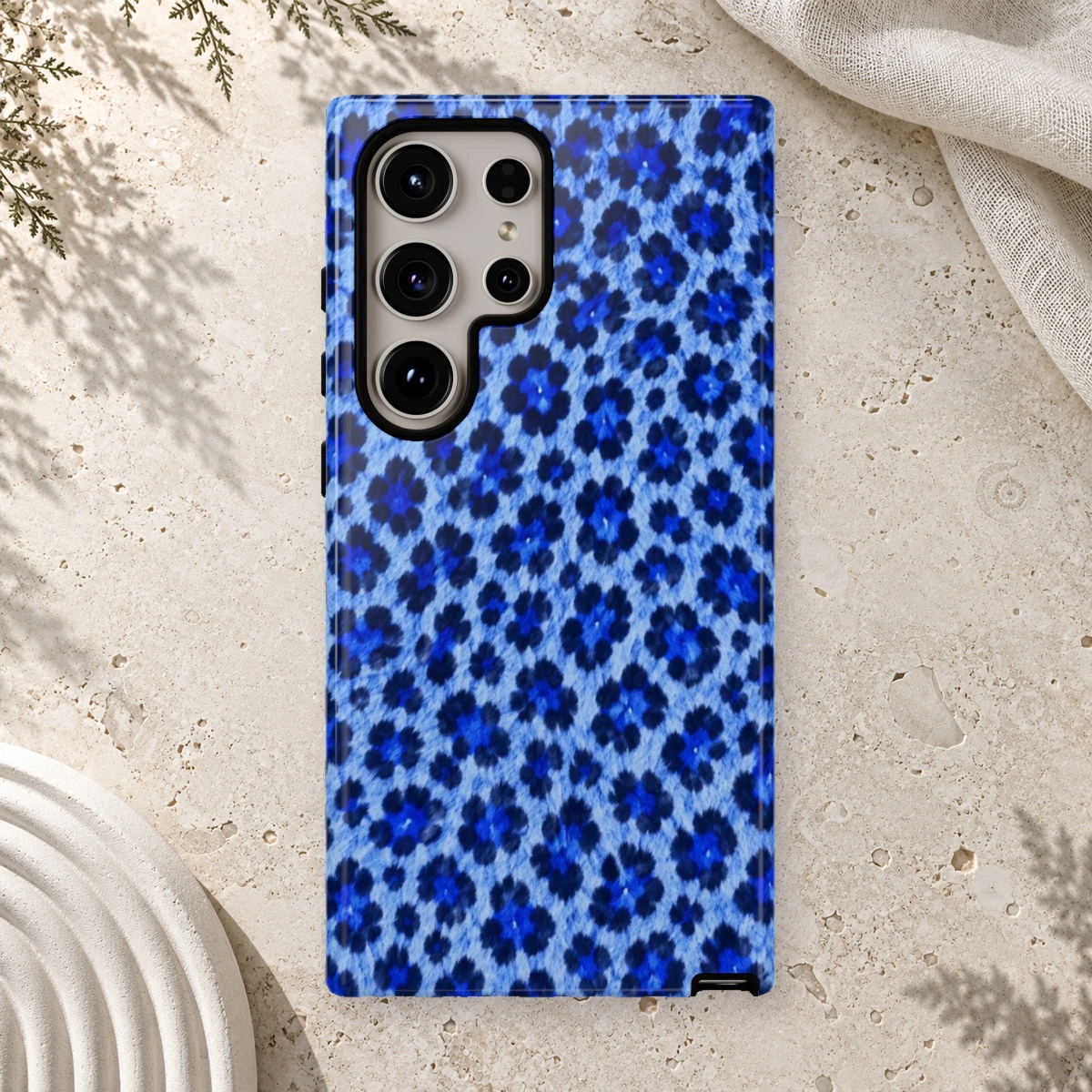 Blue Leopard phone case print