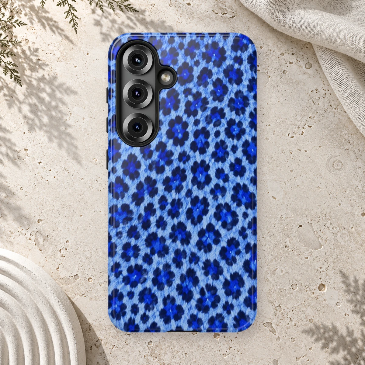Blue Leopard phone case print