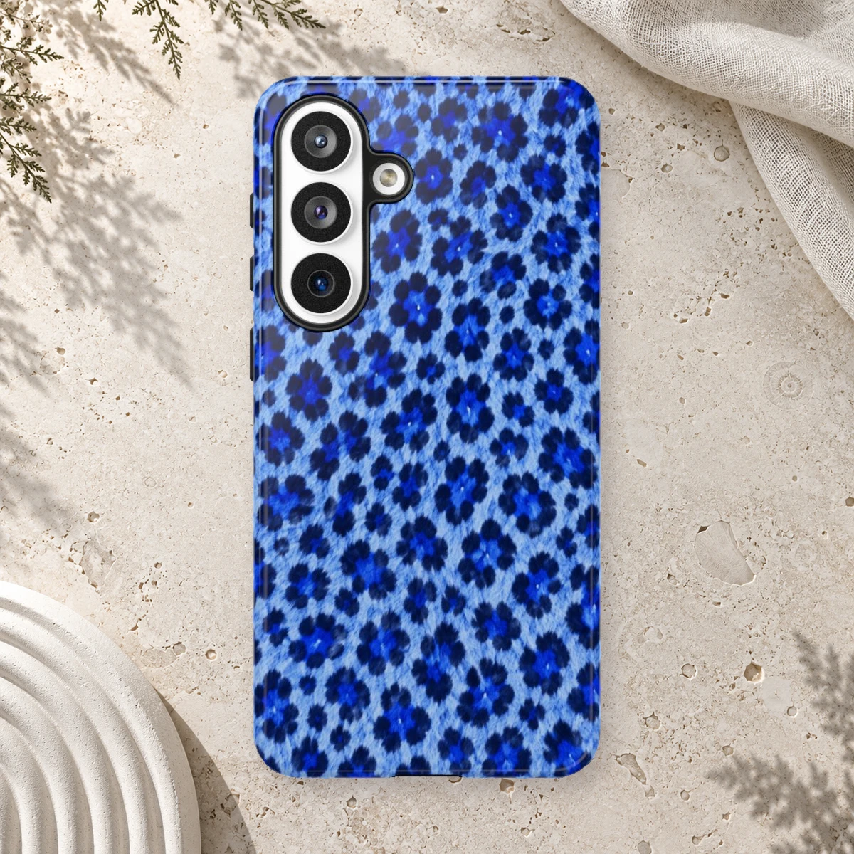 Blue Leopard phone case print