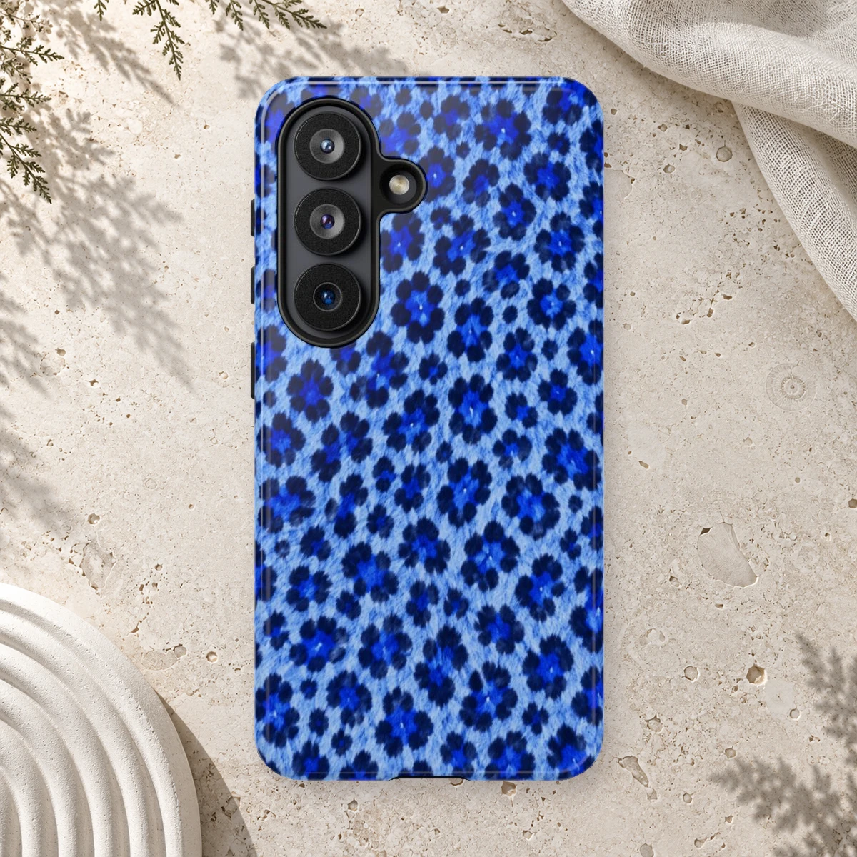 Blue Leopard phone case print