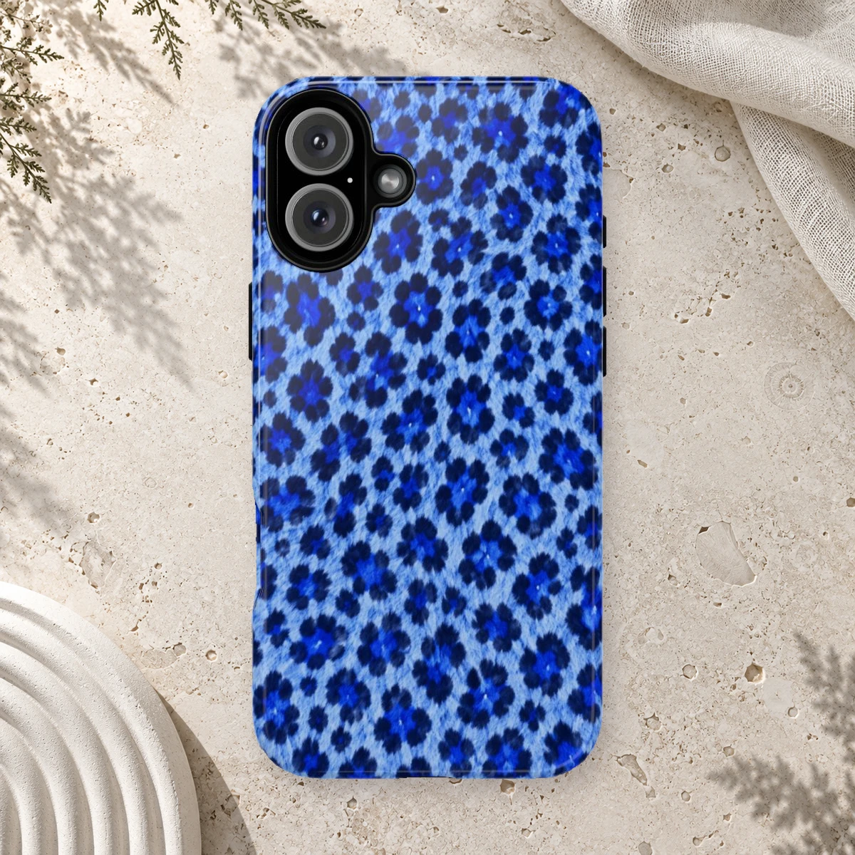 Blue Leopard phone case print