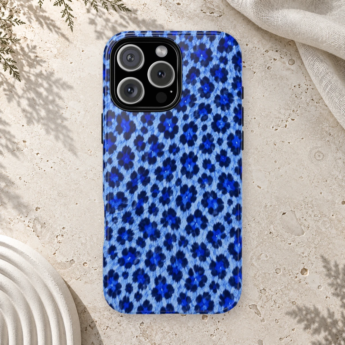 Blue Leopard phone case print