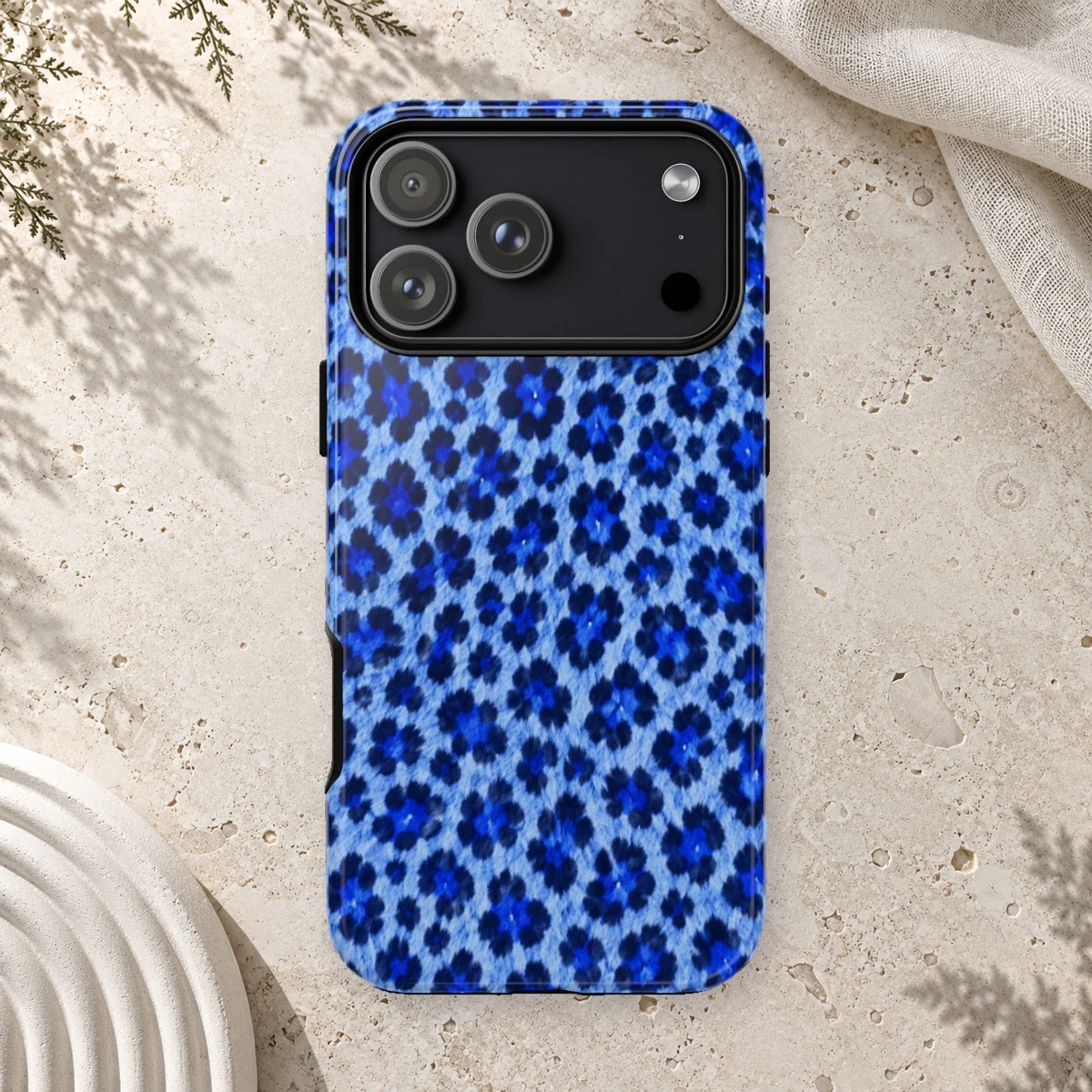 Blue Leopard phone case print