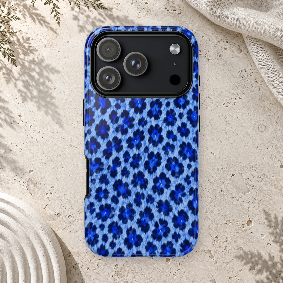 Blue Leopard phone case print