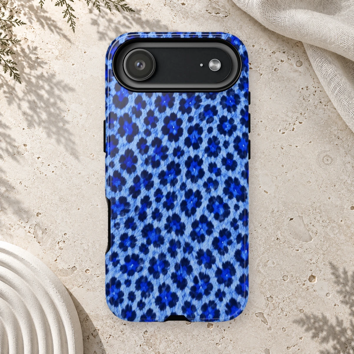 Blue Leopard phone case print