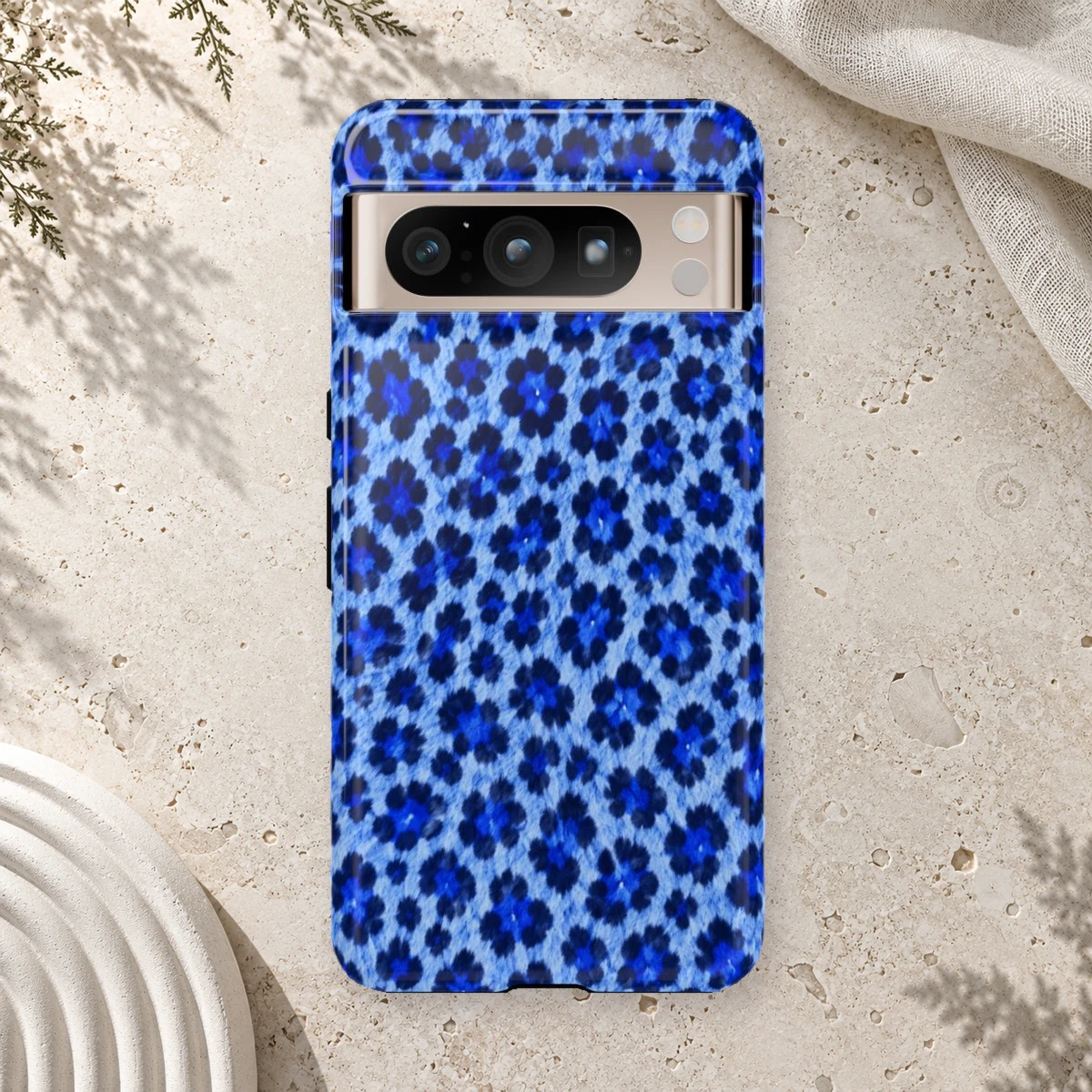Blue Leopard phone case print