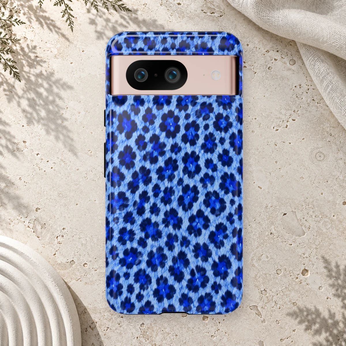 Blue Leopard phone case print