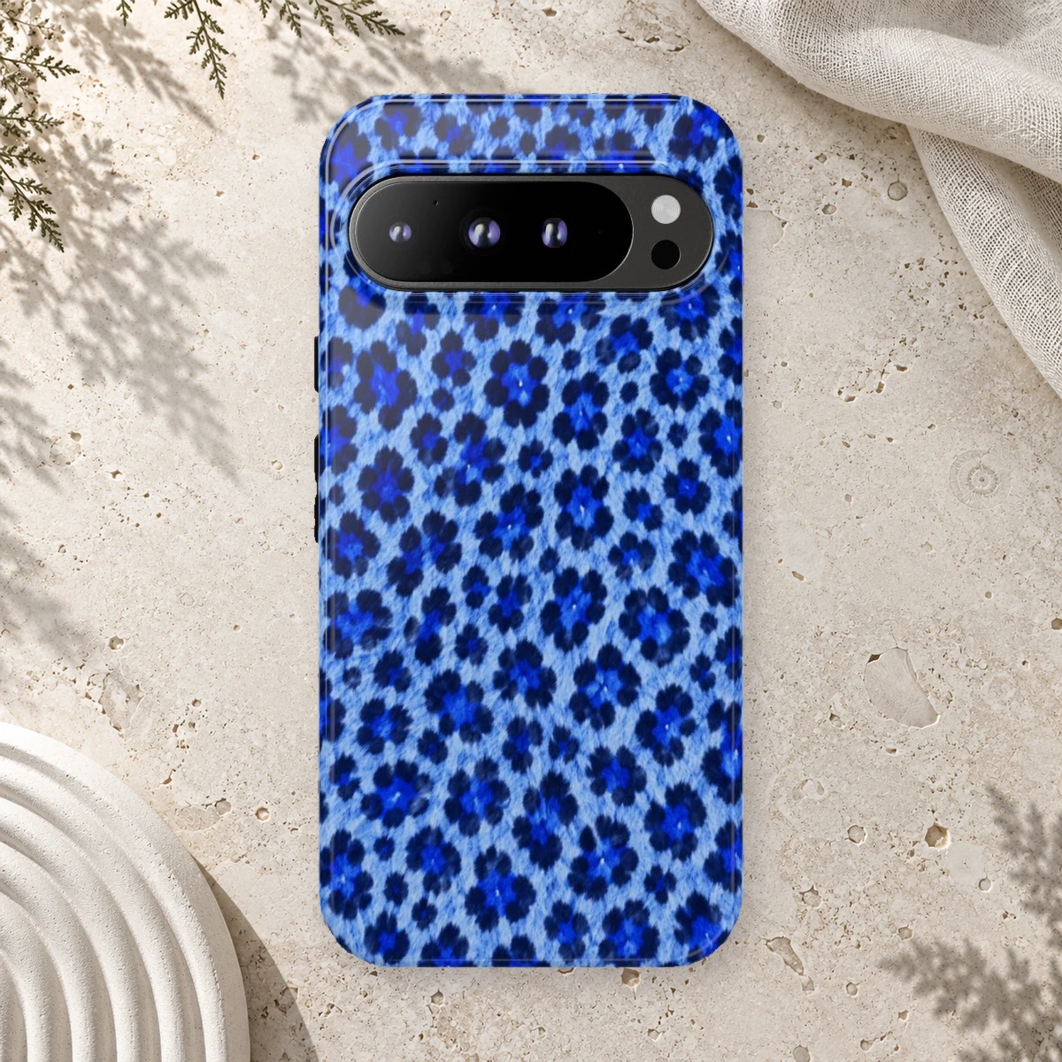 Blue Leopard phone case print