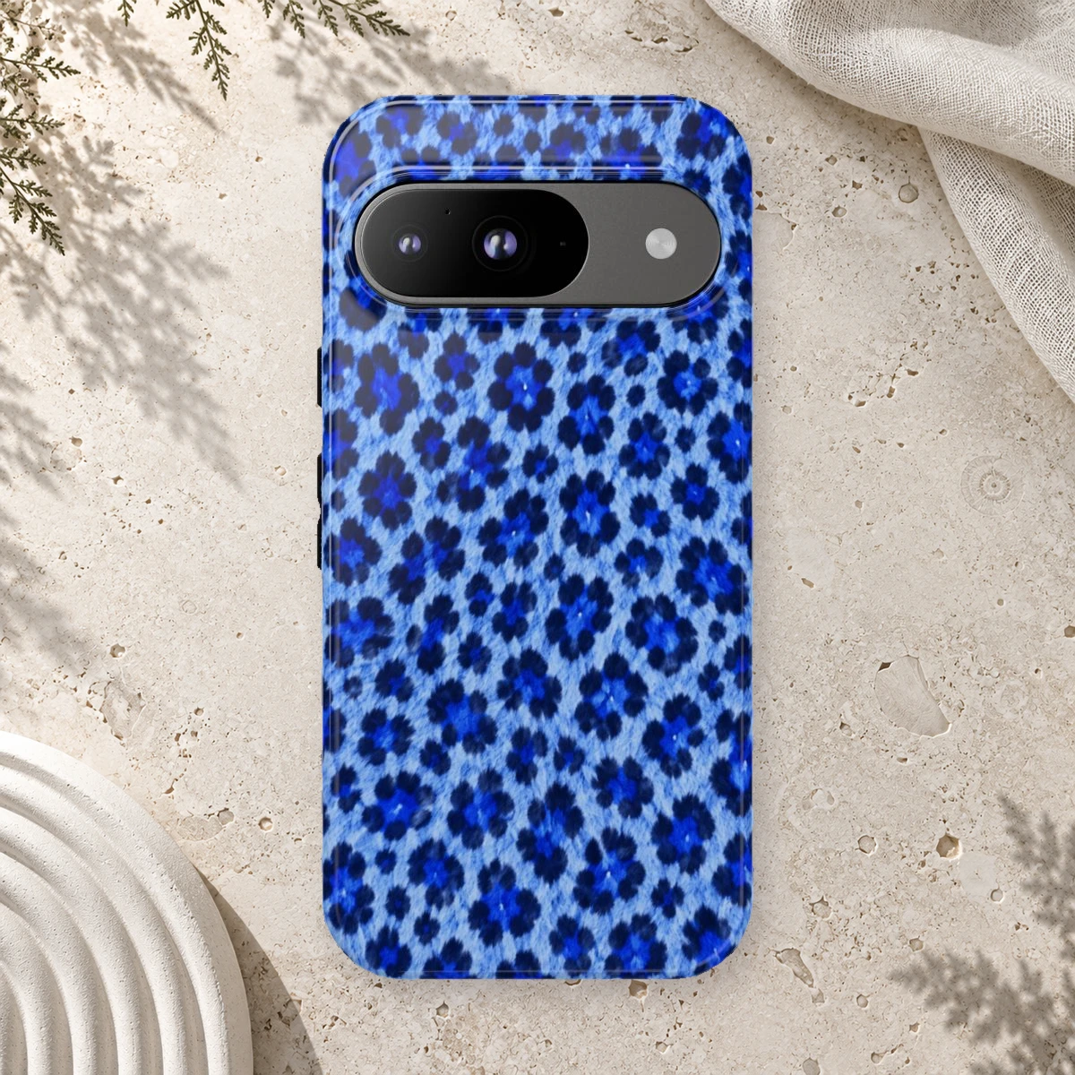 Blue Leopard phone case print