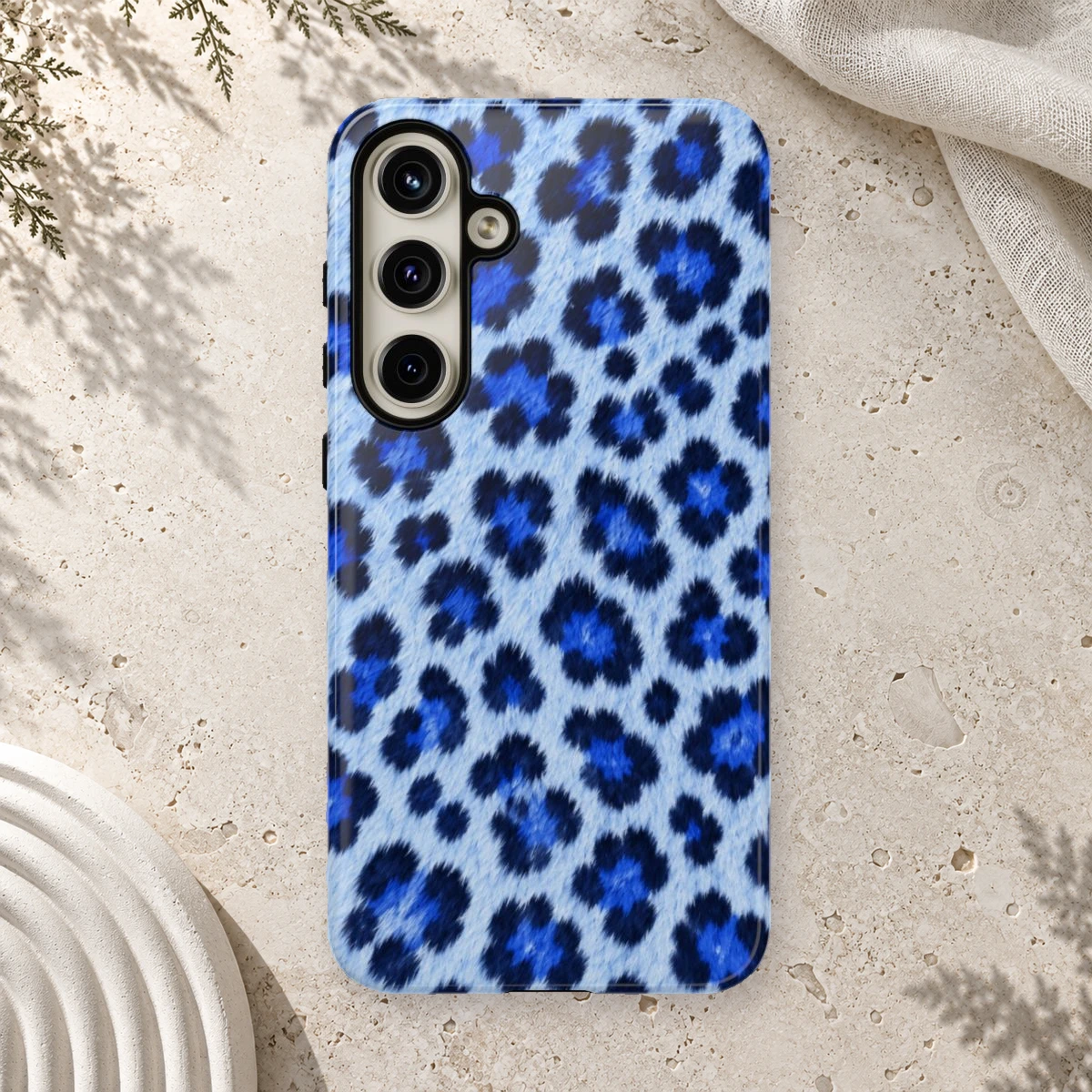 Blue Leopard phone case print