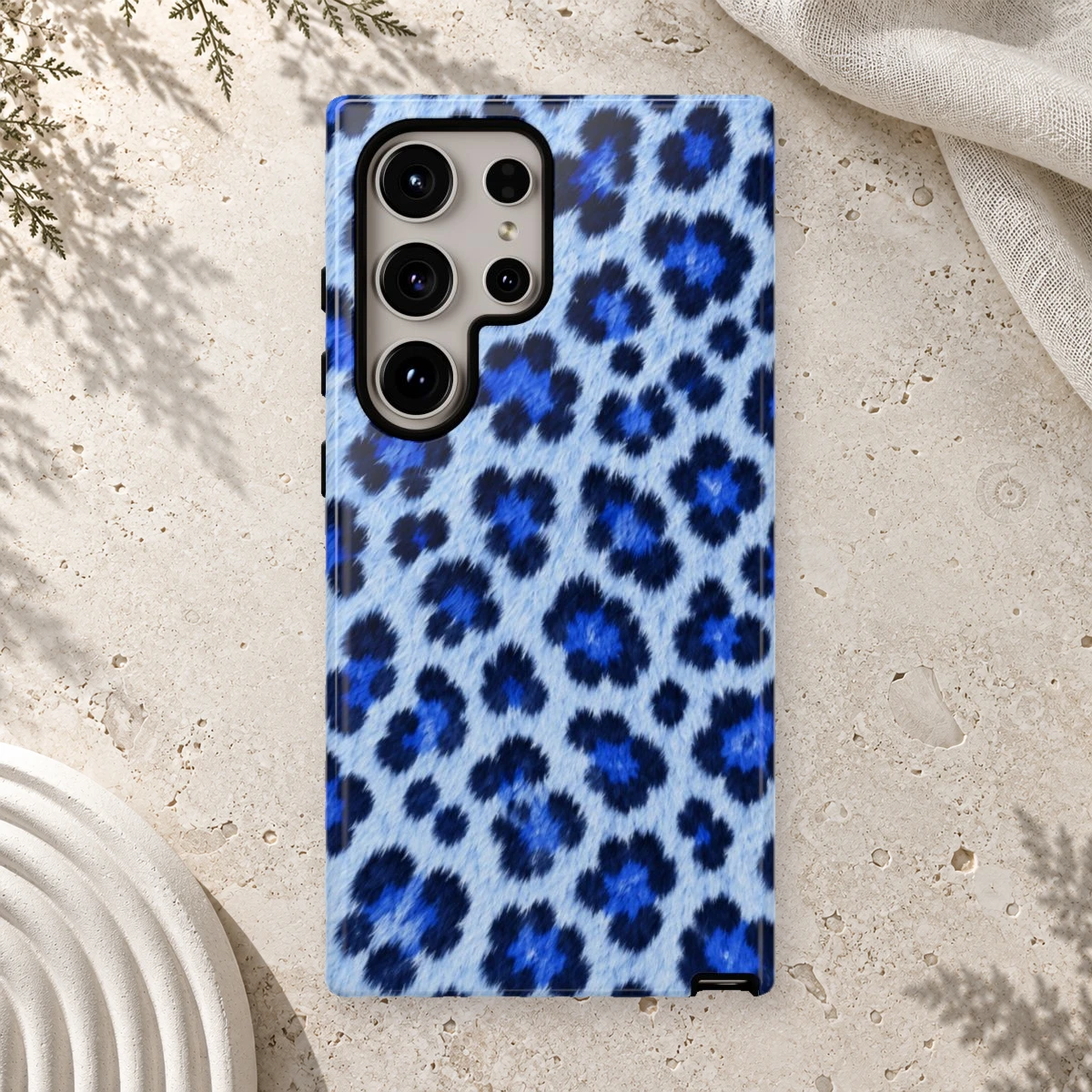 Blue Leopard phone case print