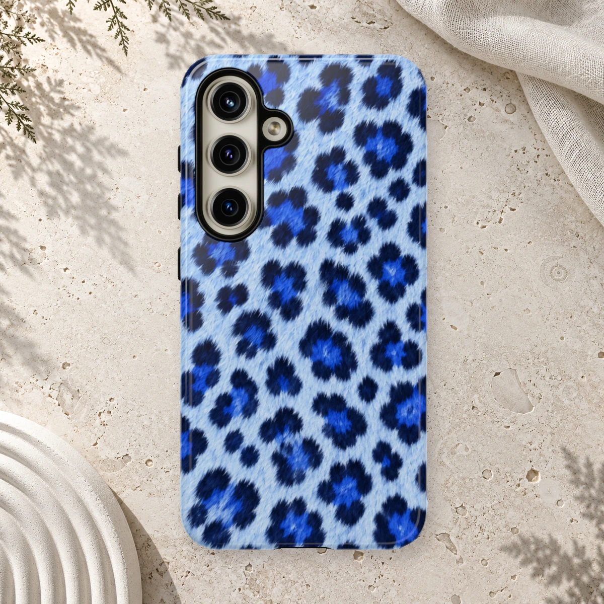 Blue Leopard phone case print