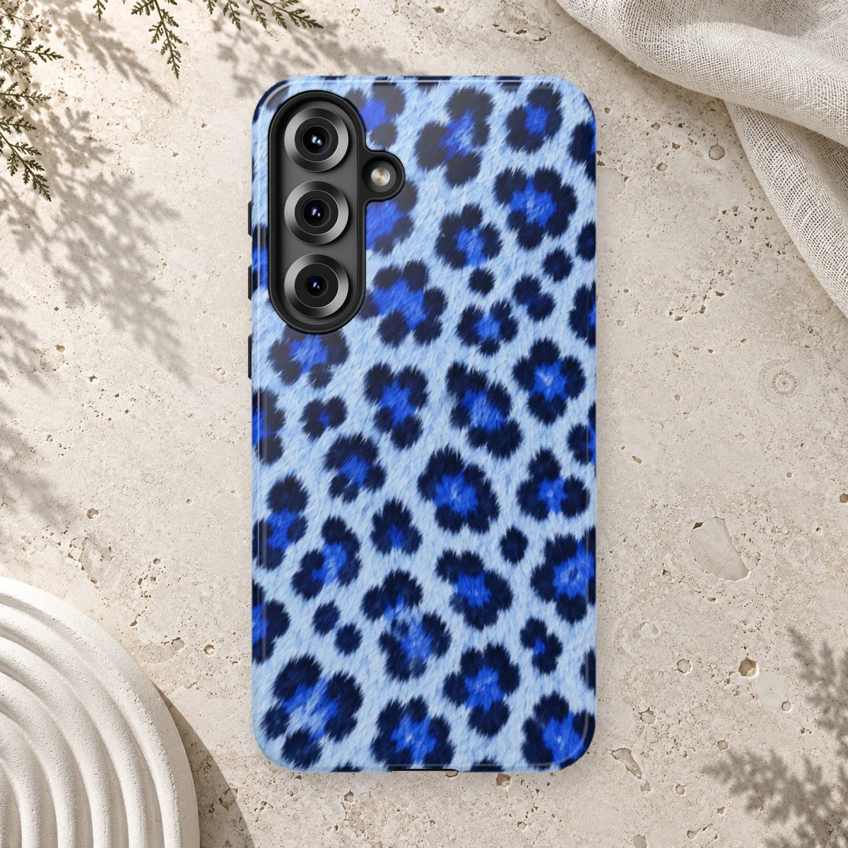 Blue Leopard phone case print