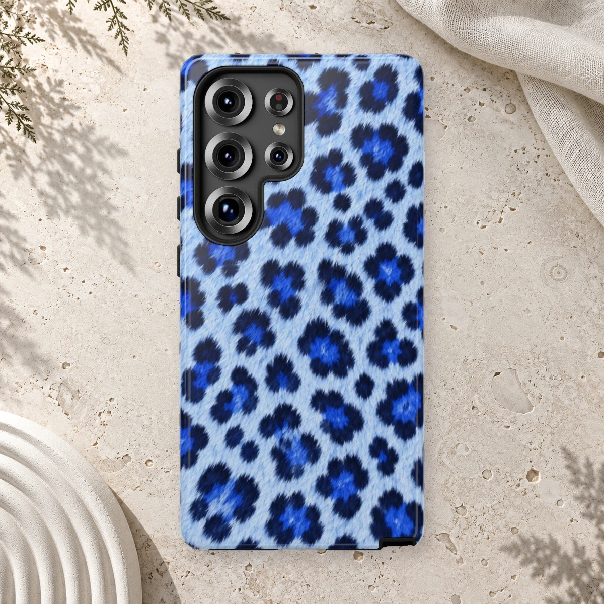 Blue Leopard phone case print