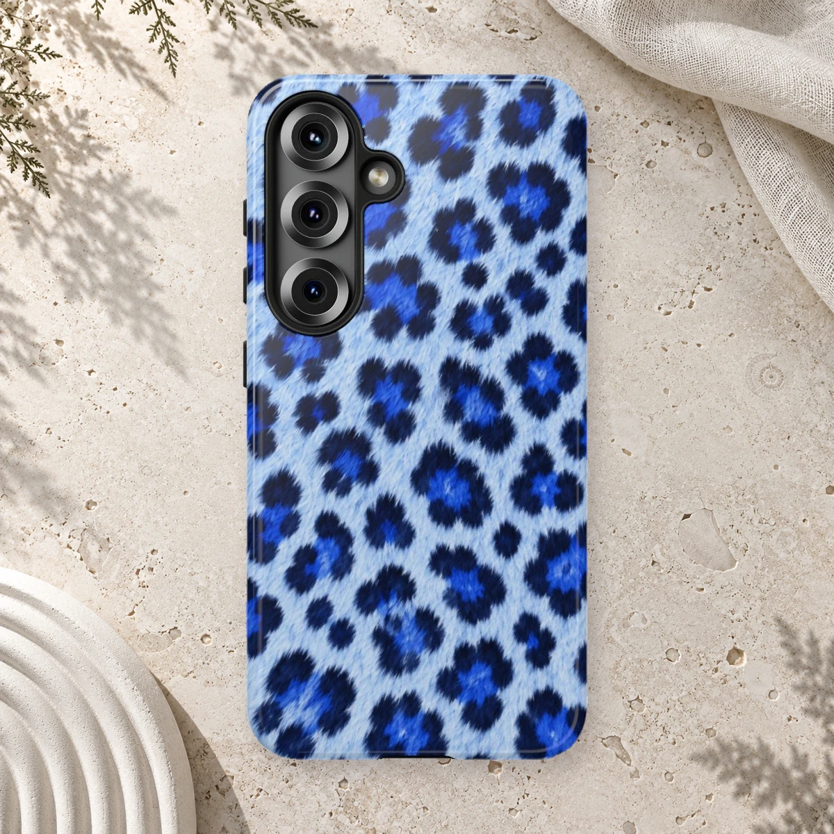 Blue Leopard phone case print