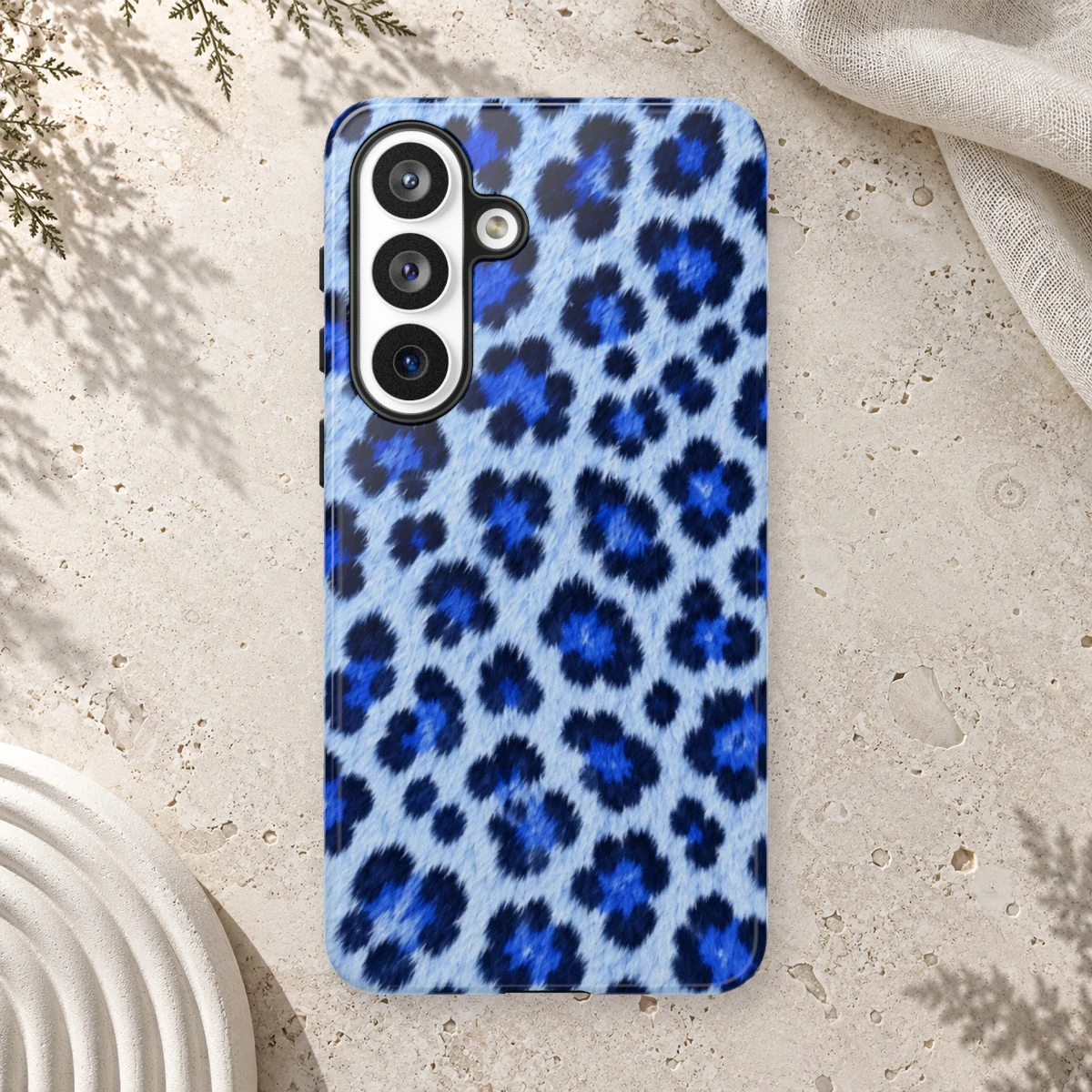 Blue Leopard phone case print