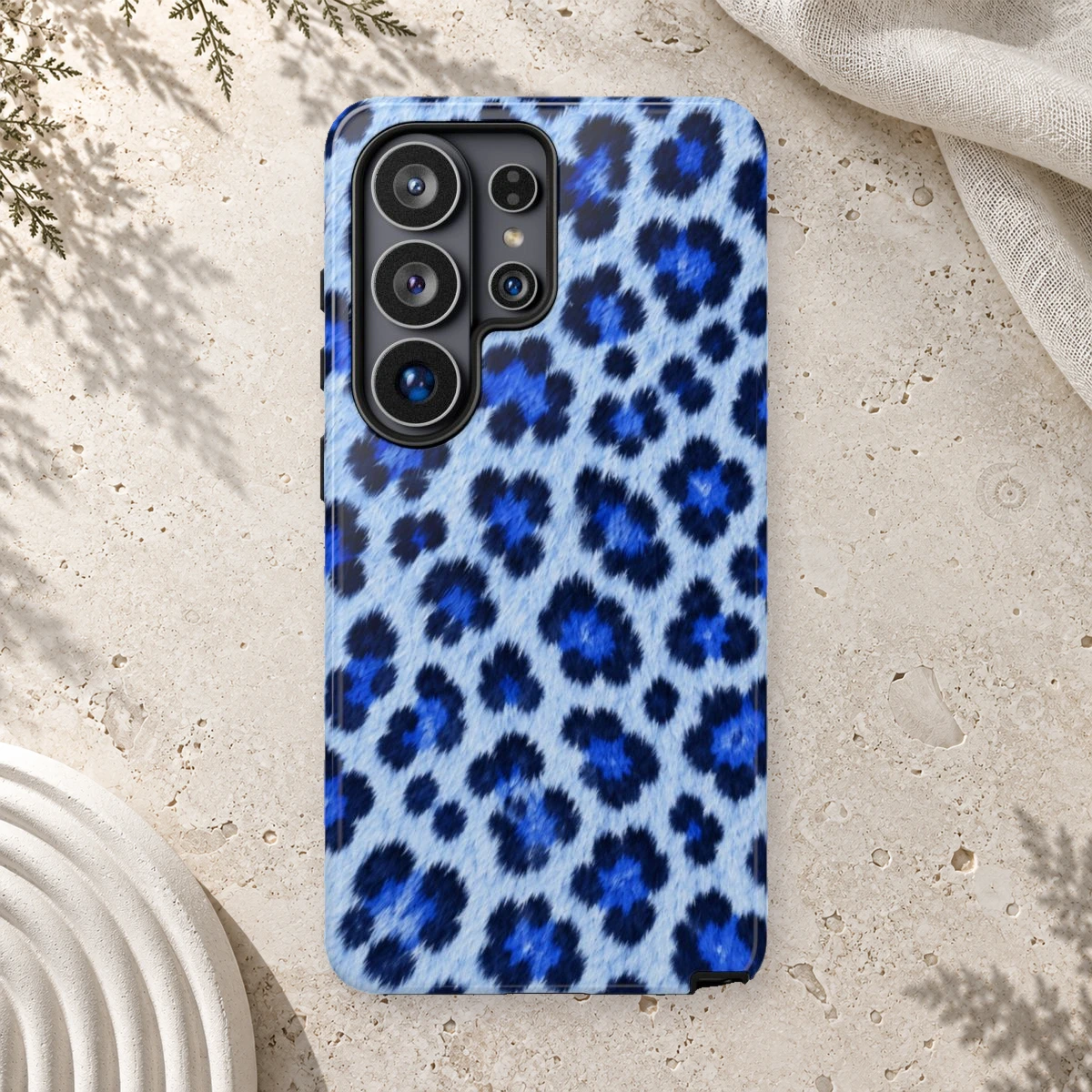 Blue Leopard phone case print