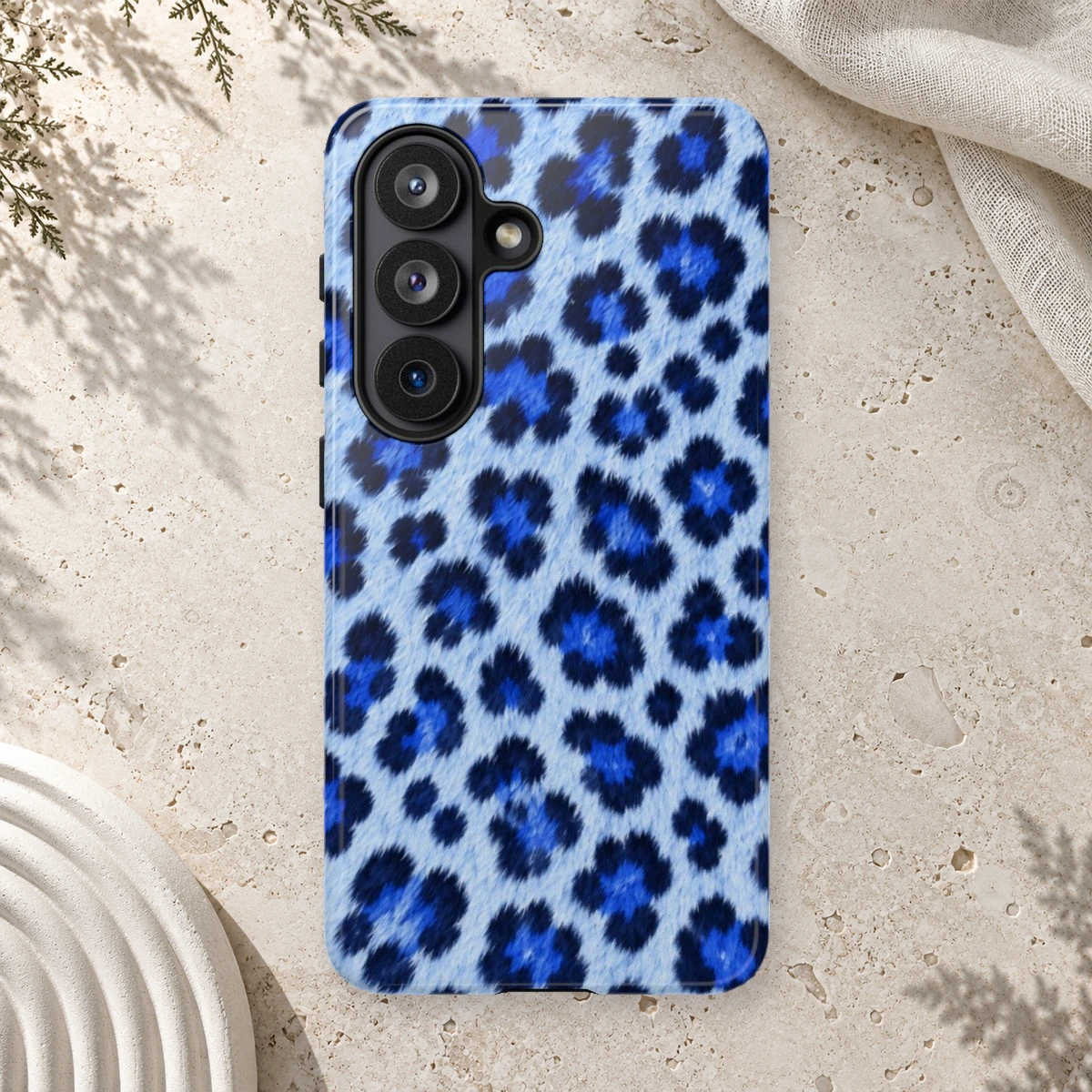 Blue Leopard phone case print