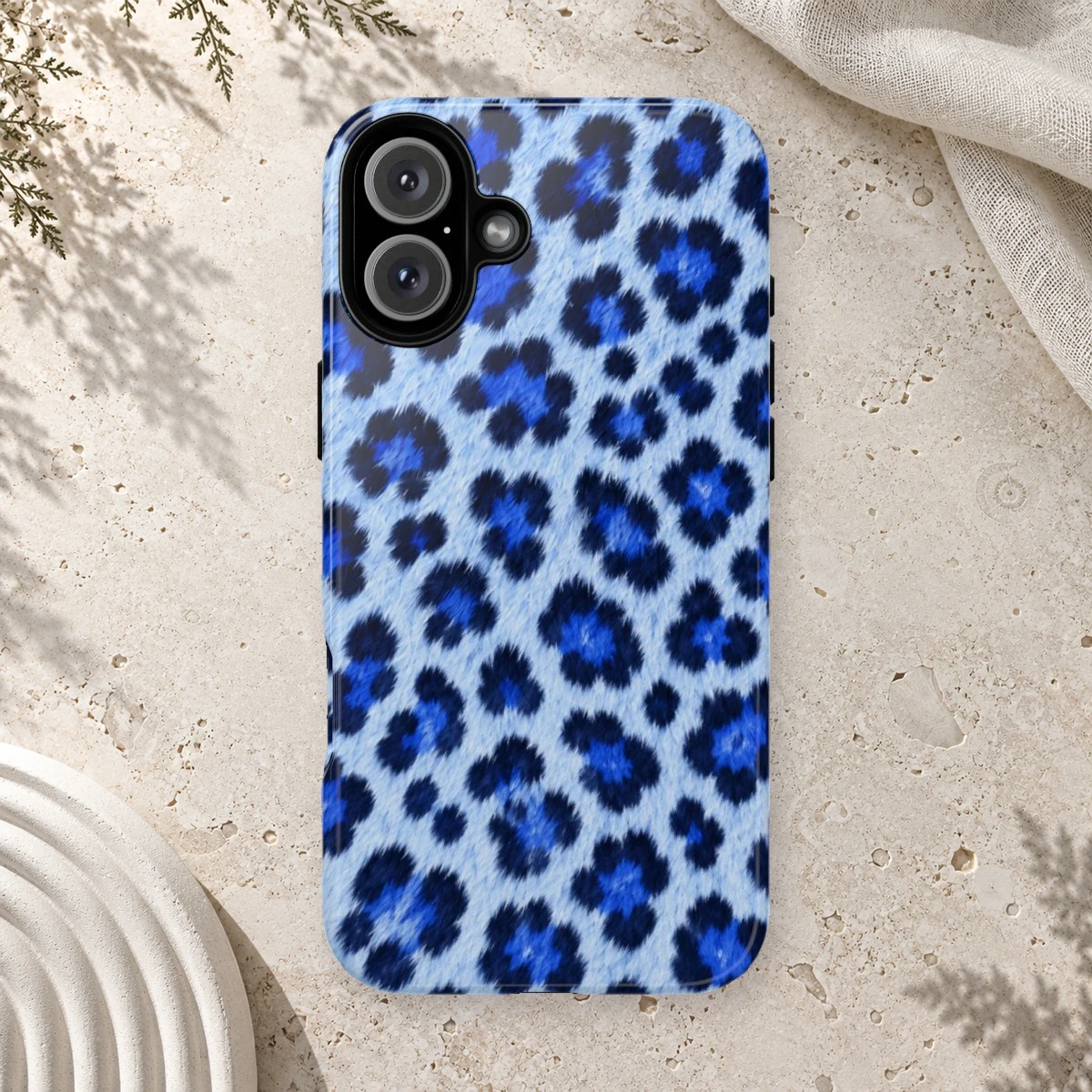Blue Leopard phone case print