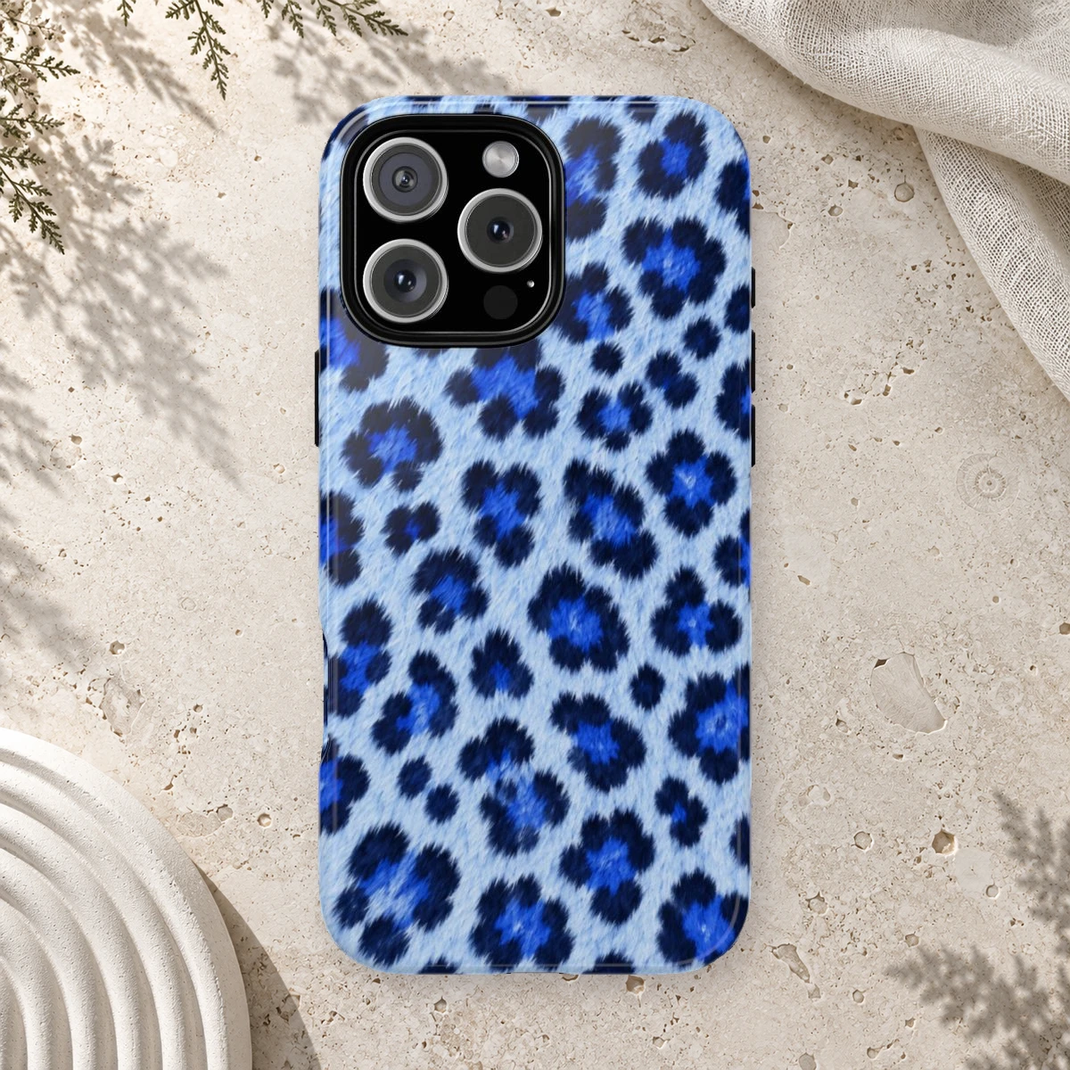 Blue Leopard phone case print
