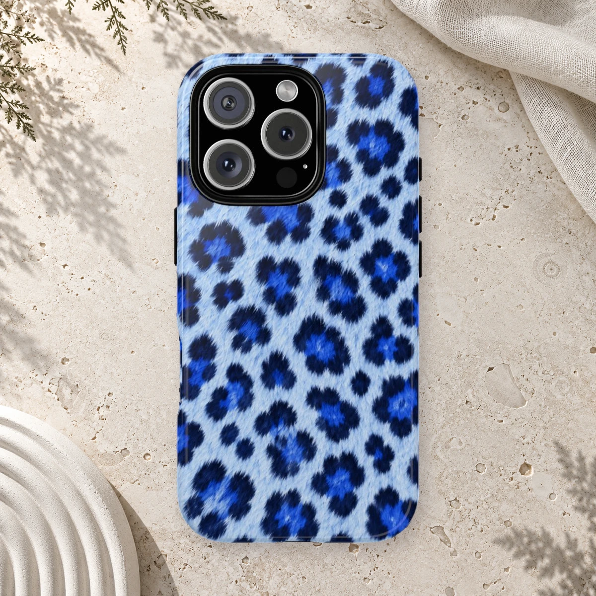 Blue Leopard phone case print