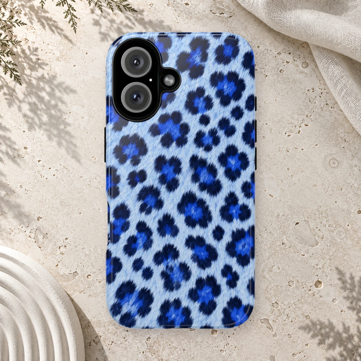 Blue Leopard phone case print