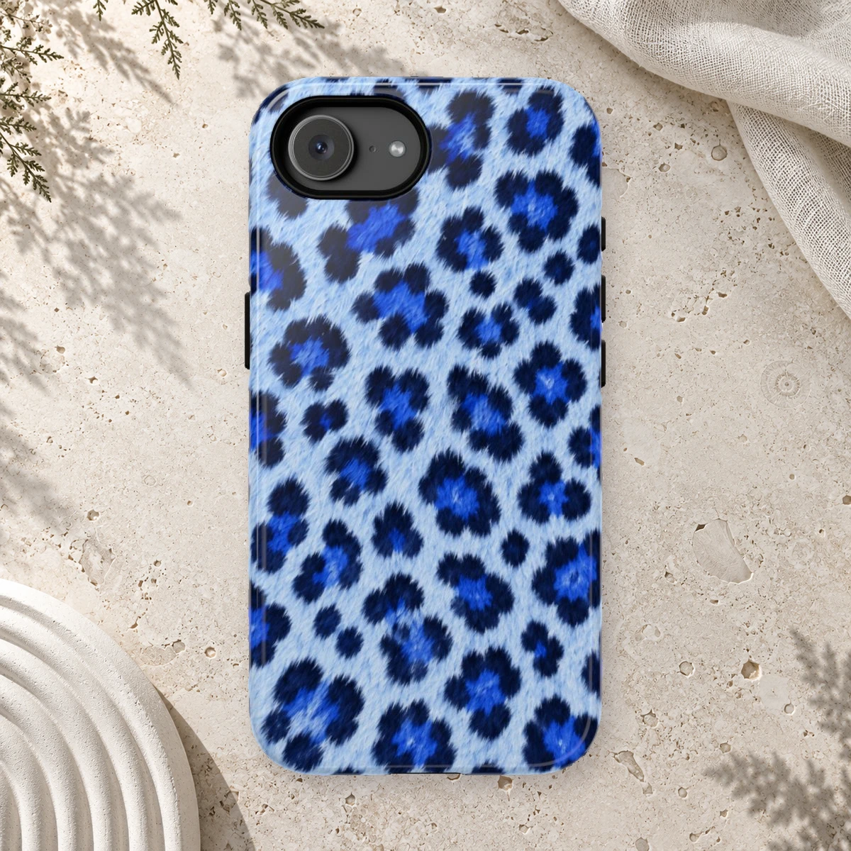 Blue Leopard phone case print