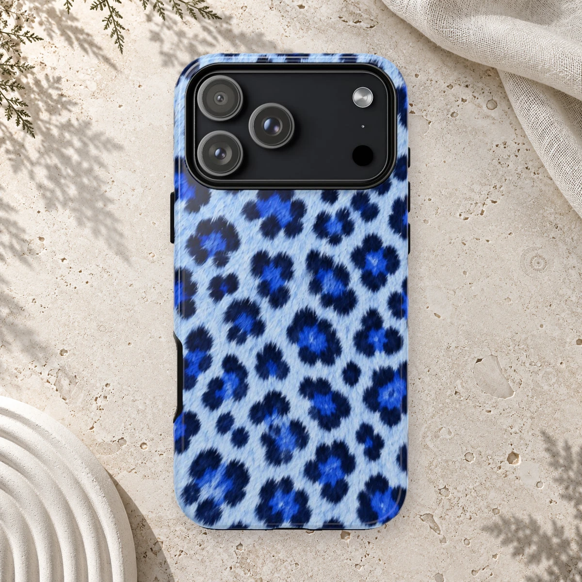 Blue Leopard phone case print