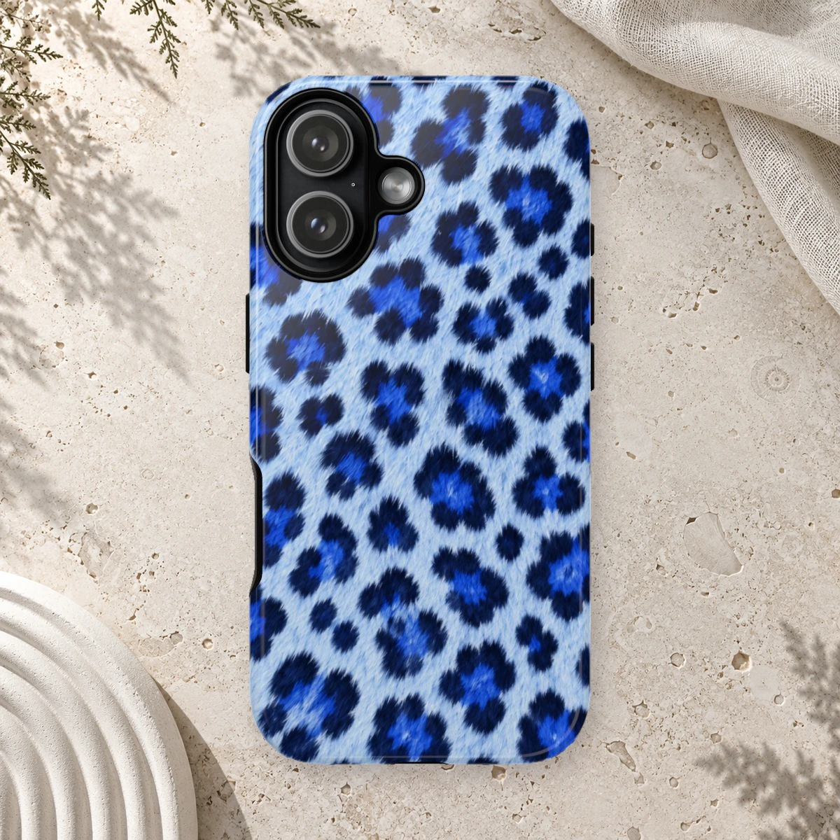 Blue Leopard phone case print