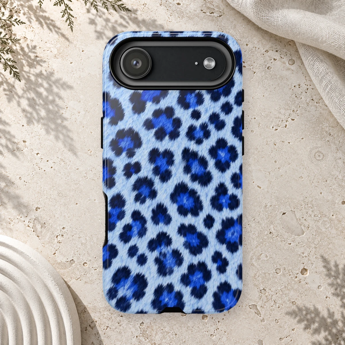 Blue Leopard phone case print