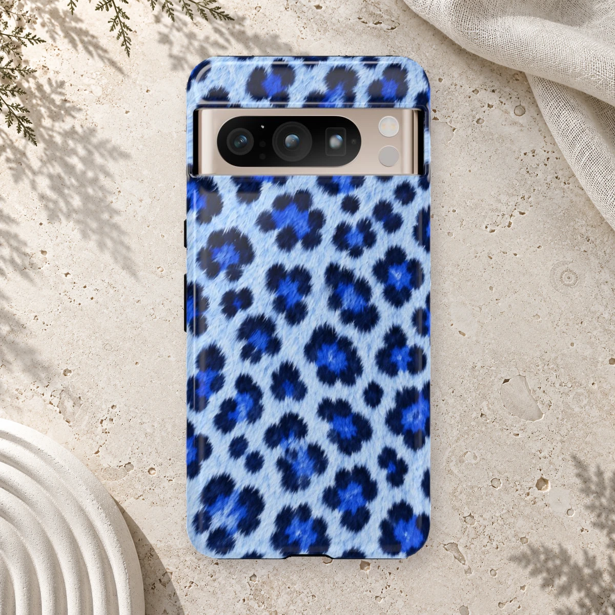 Blue Leopard phone case print